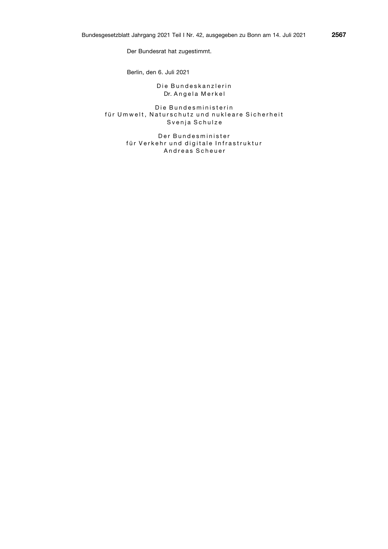 BGBl. 2021, Seite 2567 — Originalseite als Abbildung