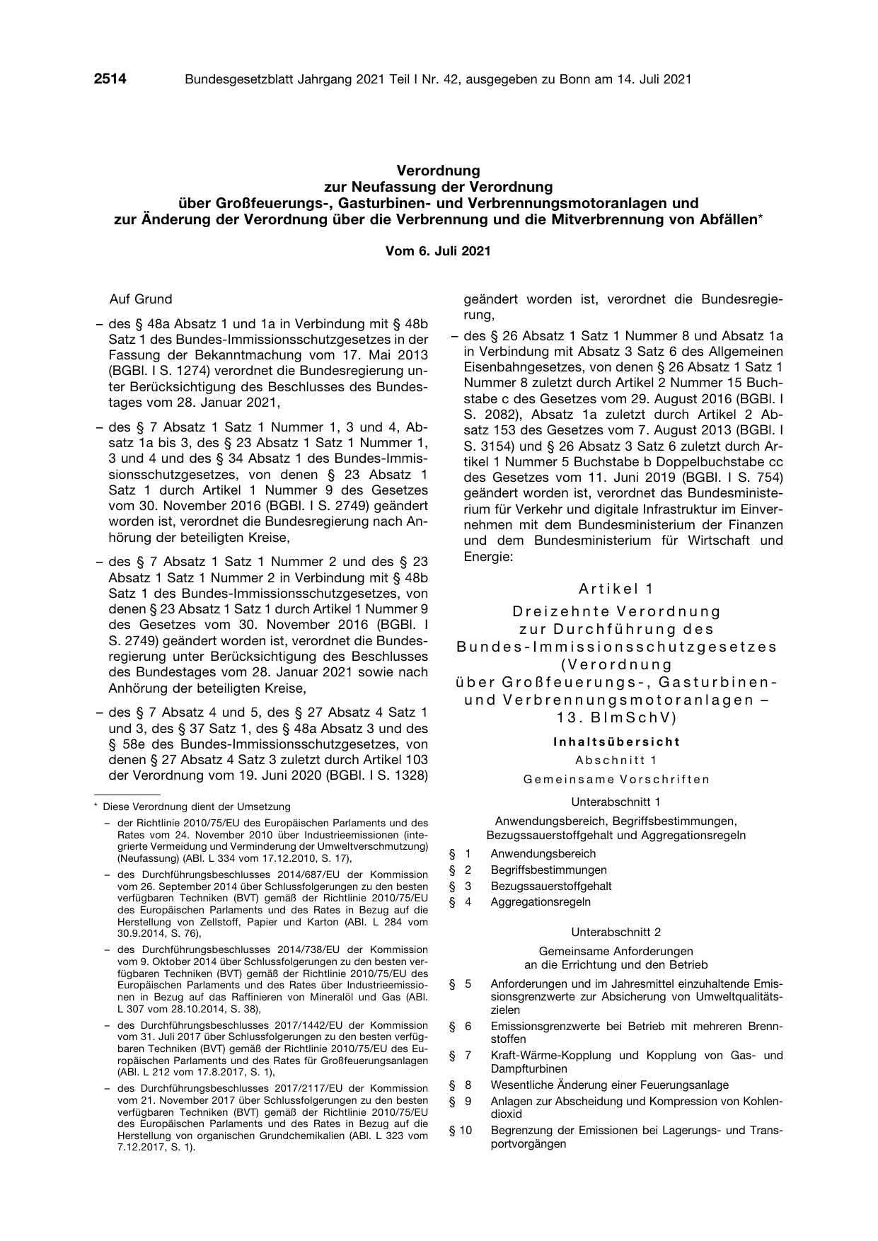 BGBl. 2021, Seite 2514 — Originalseite als Abbildung