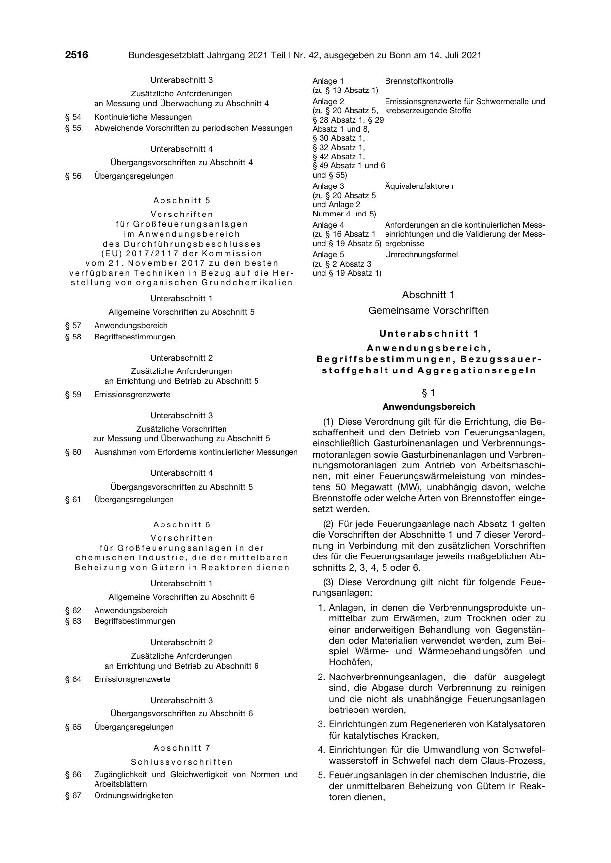 BGBl. 2021, Seite 2516 — Originalseite als Abbildung