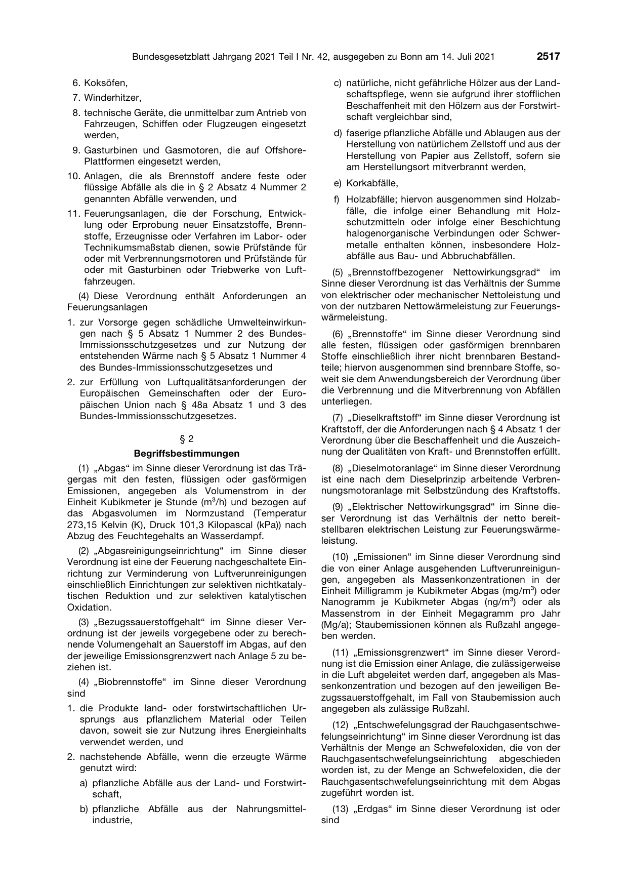 BGBl. 2021, Seite 2517 — Originalseite als Abbildung