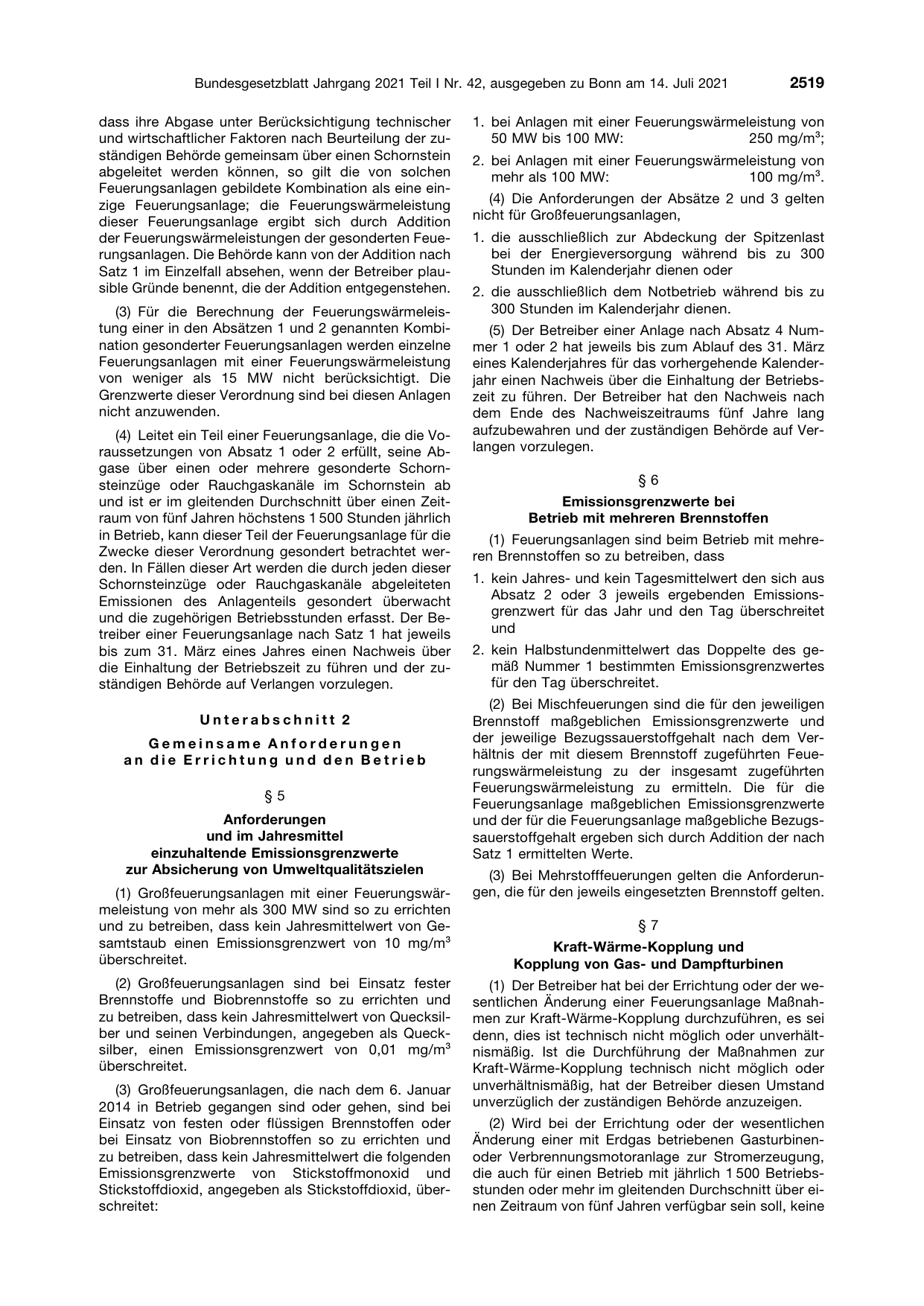 BGBl. 2021, Seite 2519 — Originalseite als Abbildung