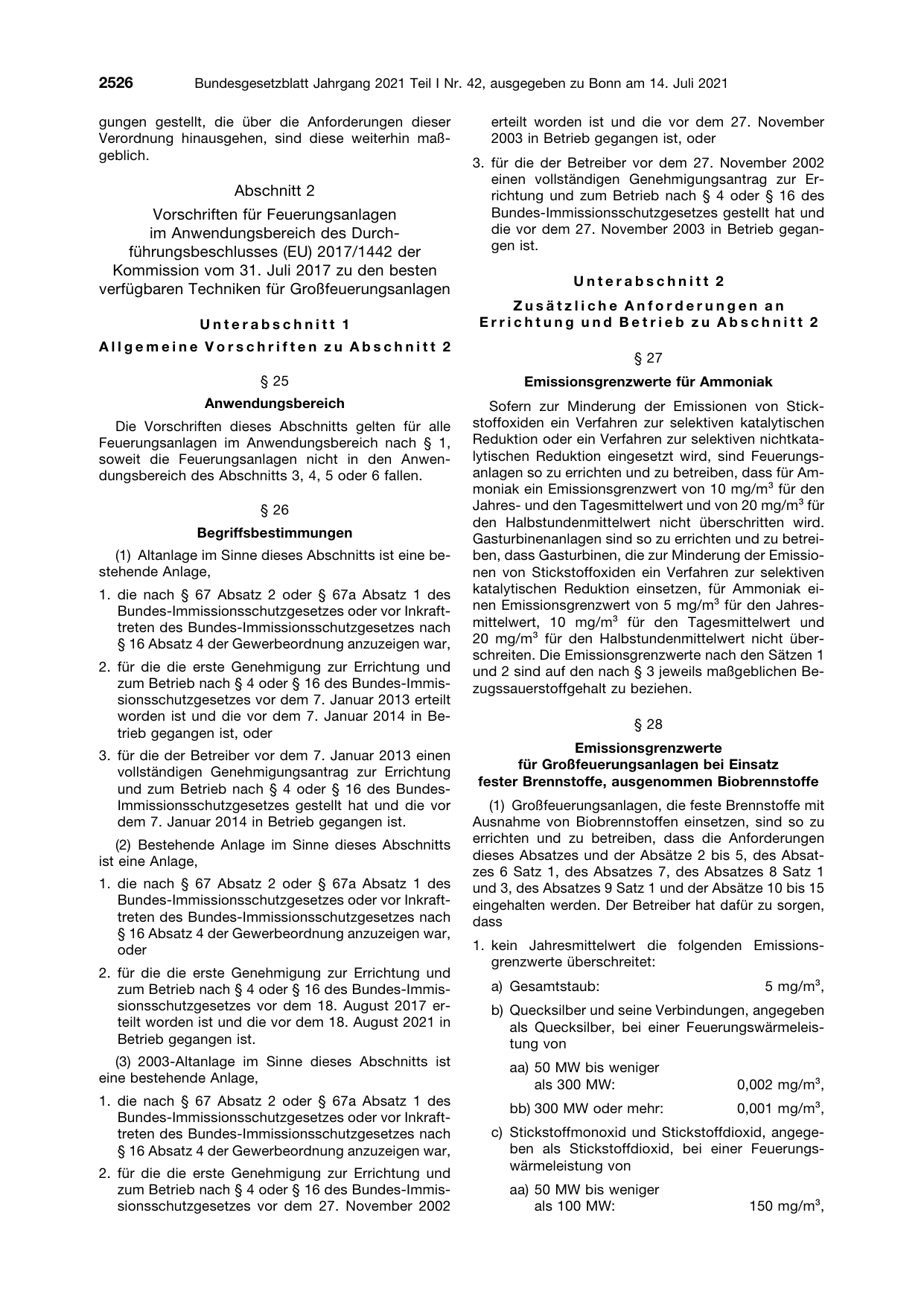 BGBl. 2021, Seite 2526 — Originalseite als Abbildung