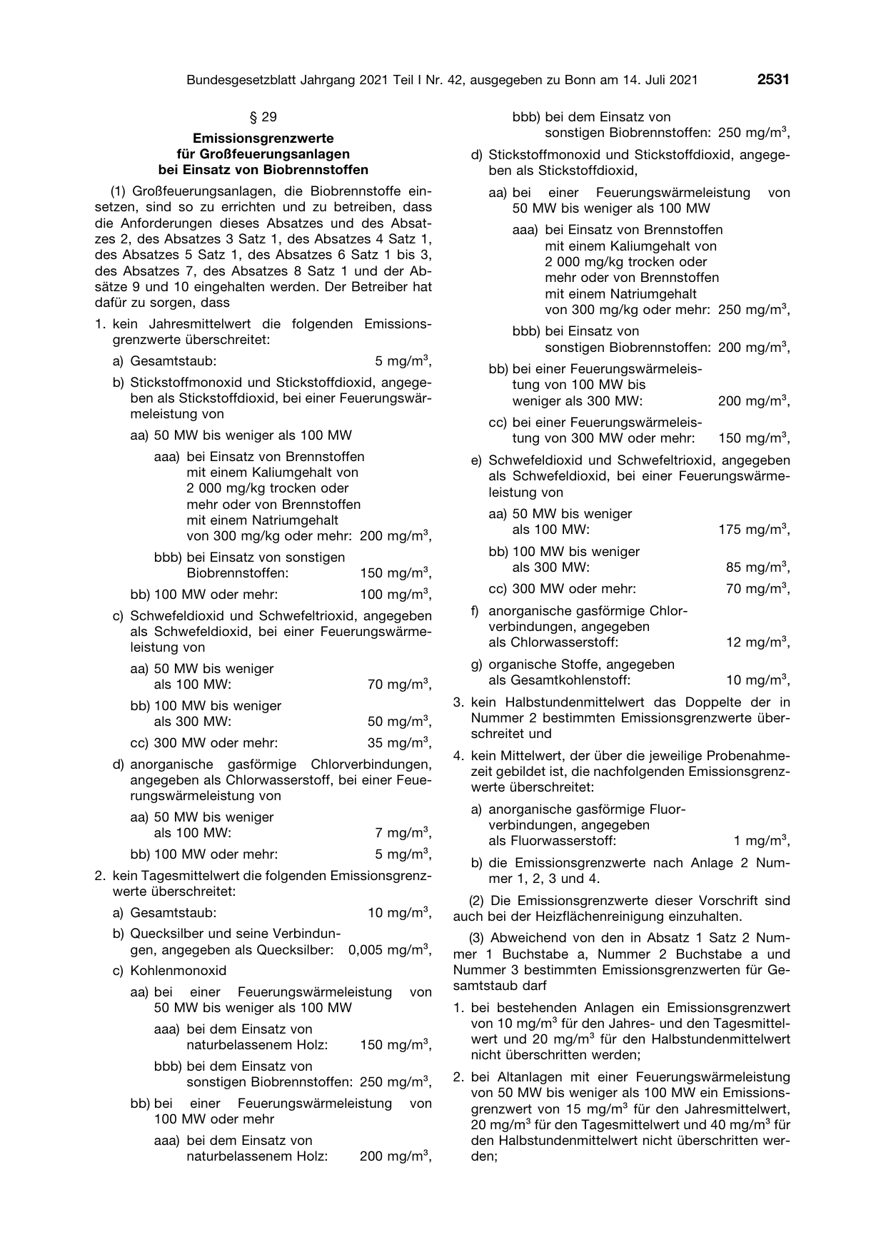 BGBl. 2021, Seite 2531 — Originalseite als Abbildung