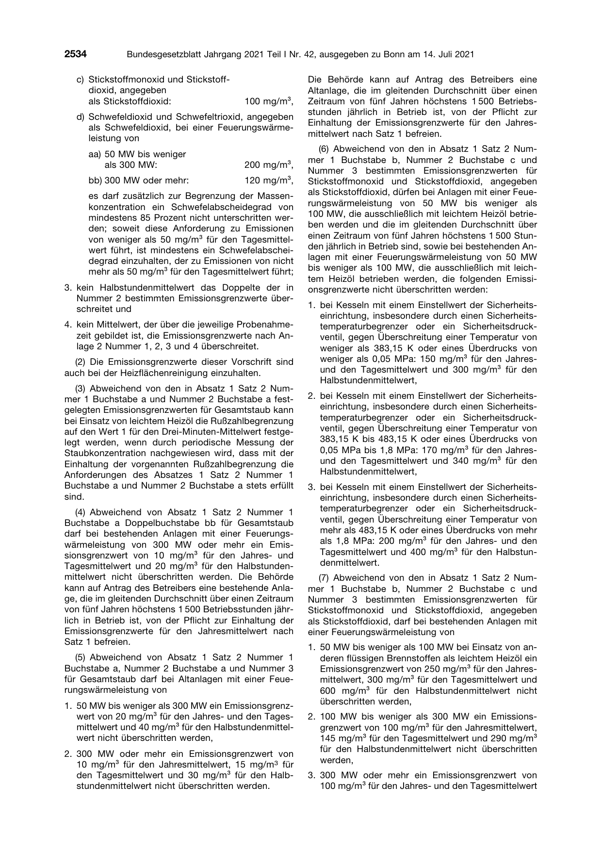 BGBl. 2021, Seite 2534 — Originalseite als Abbildung