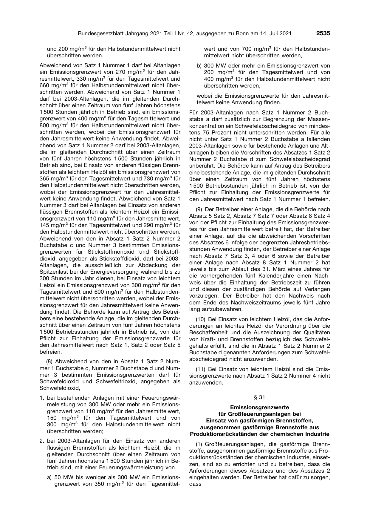 BGBl. 2021, Seite 2535 — Originalseite als Abbildung