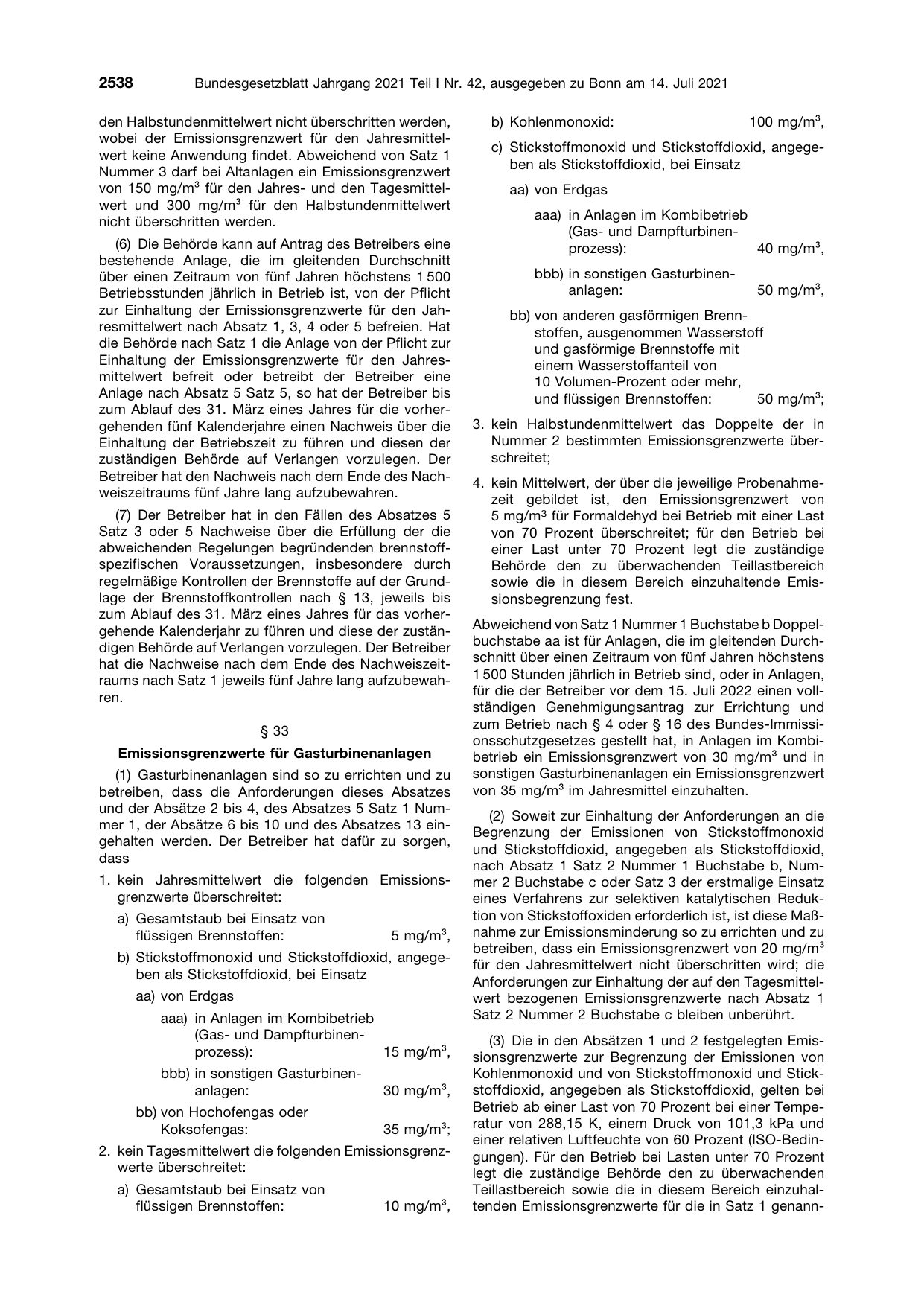 BGBl. 2021, Seite 2538 — Originalseite als Abbildung