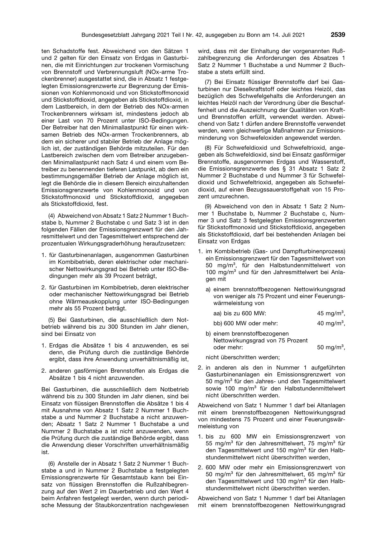BGBl. 2021, Seite 2539 — Originalseite als Abbildung