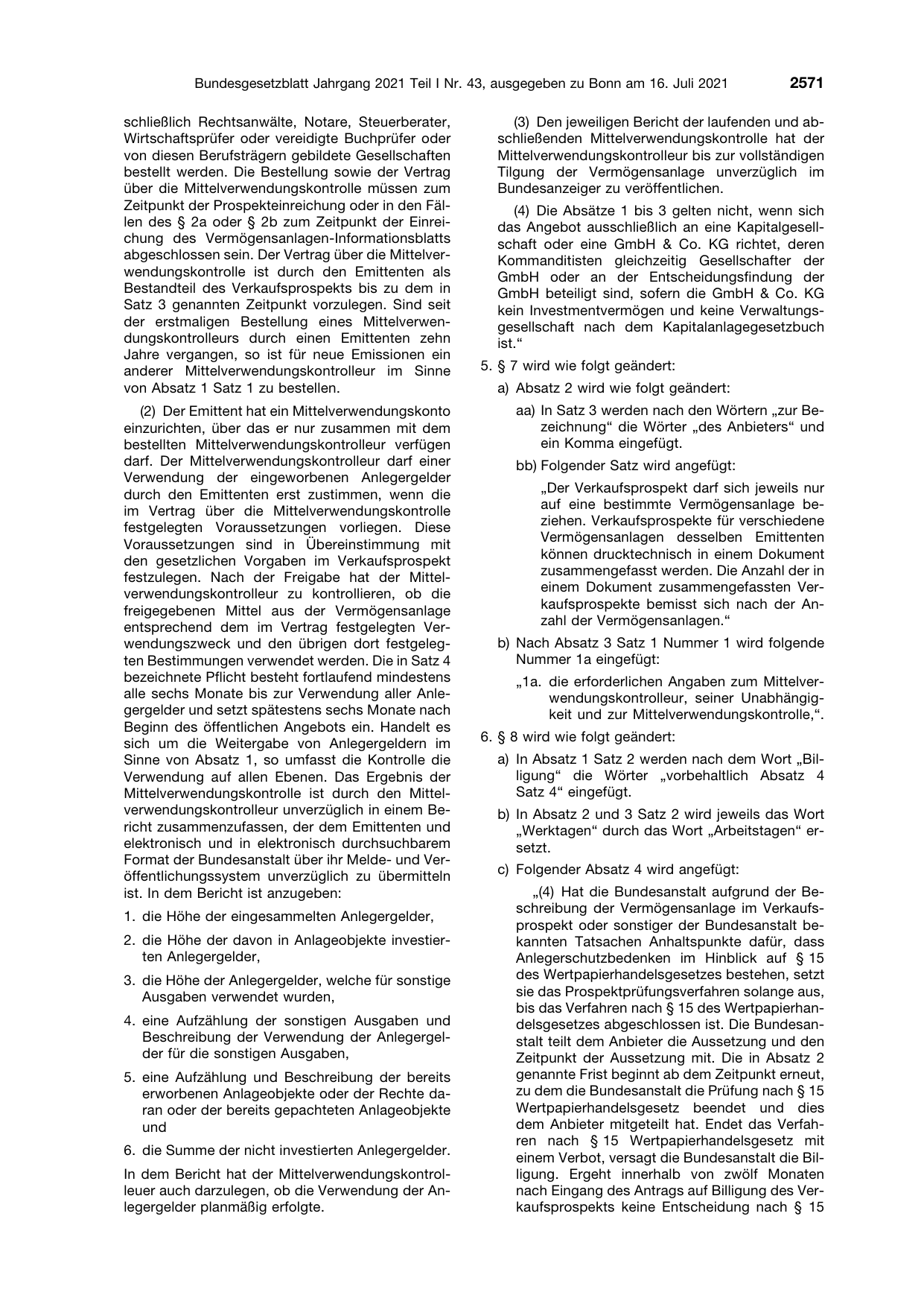 BGBl. 2021, Seite 2571 — Originalseite als Abbildung