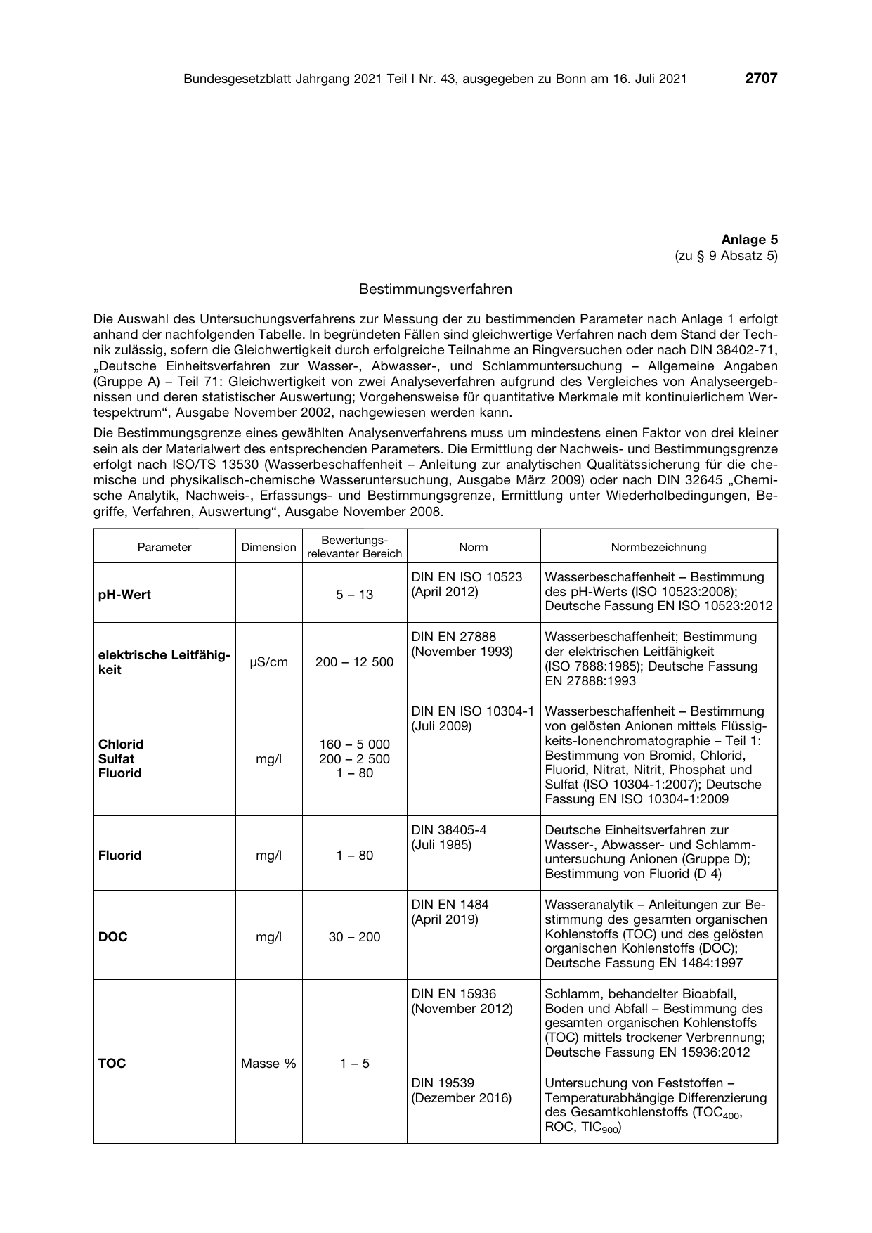 BGBl. 2021, Seite 2707 — Originalseite als Abbildung