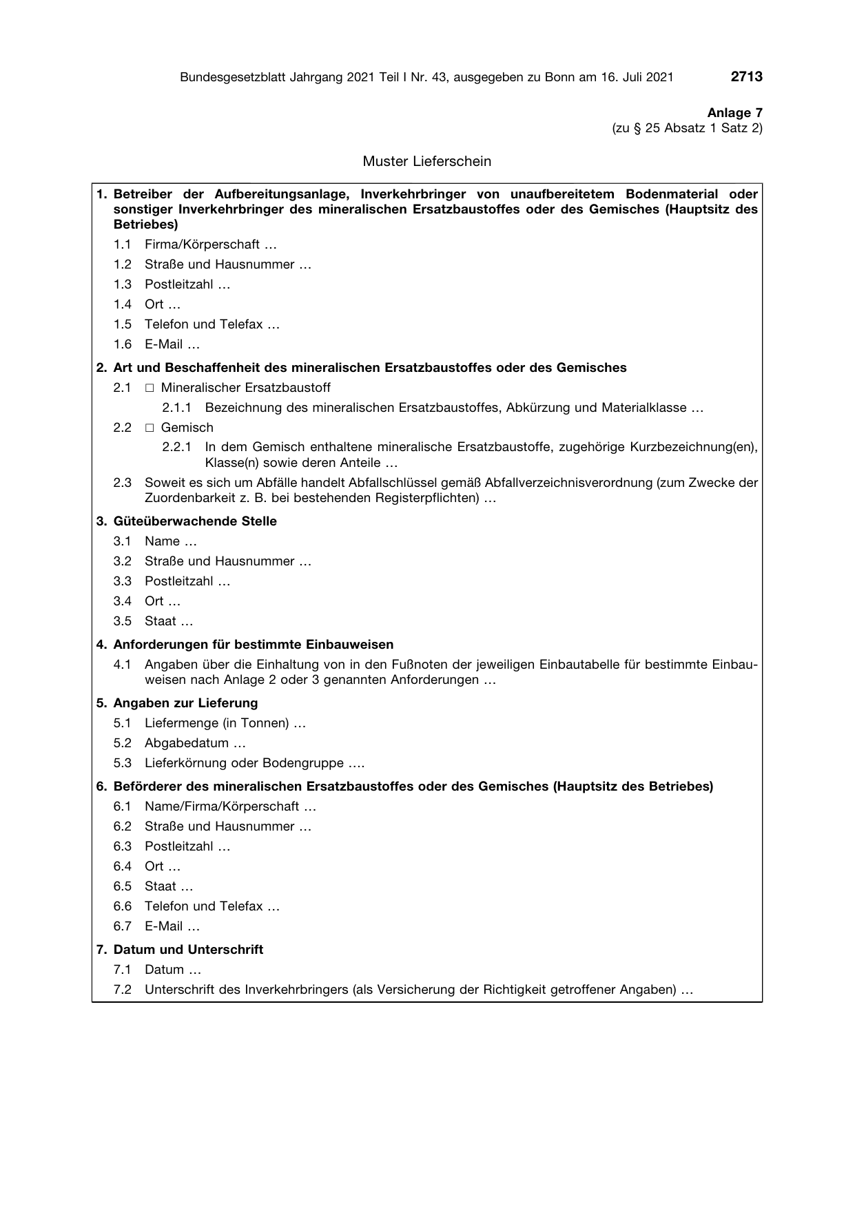 BGBl. 2021, Seite 2713 — Originalseite als Abbildung