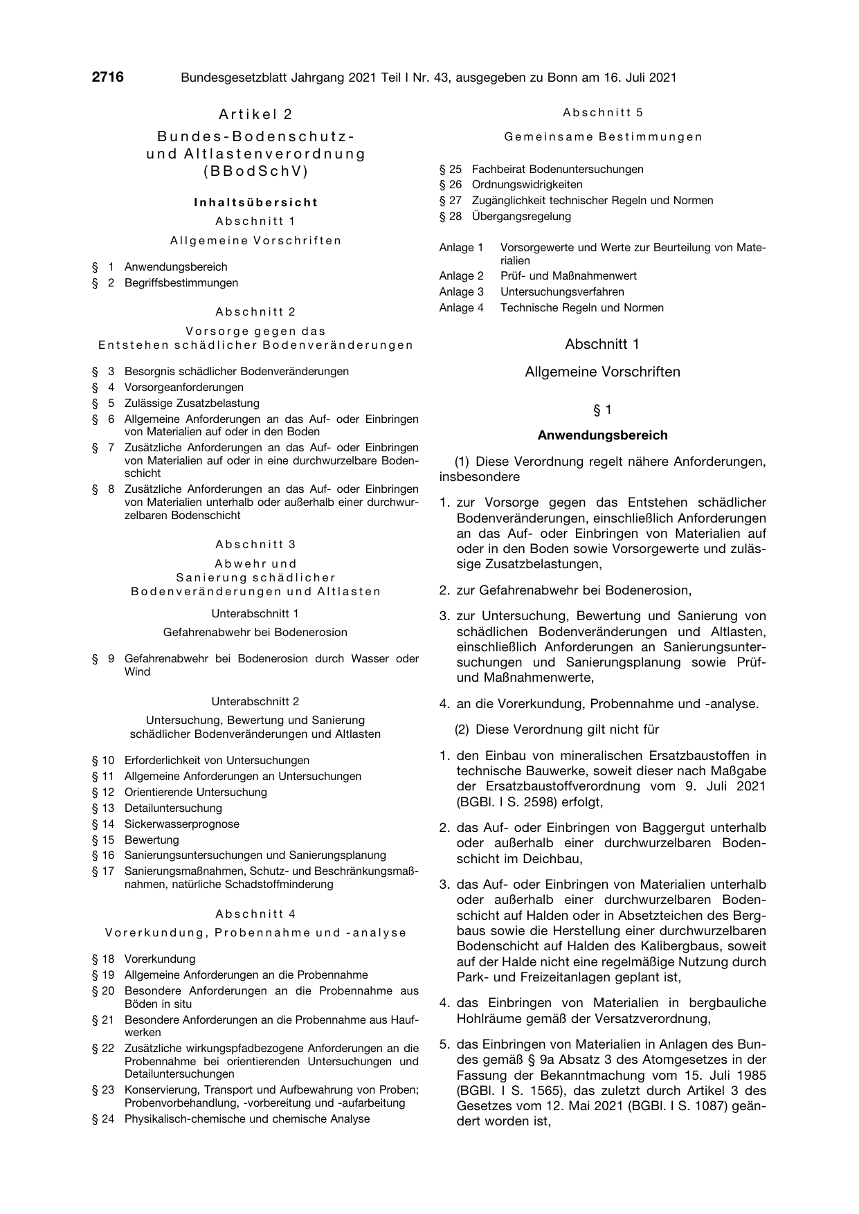 BGBl. 2021, Seite 2716 — Originalseite als Abbildung