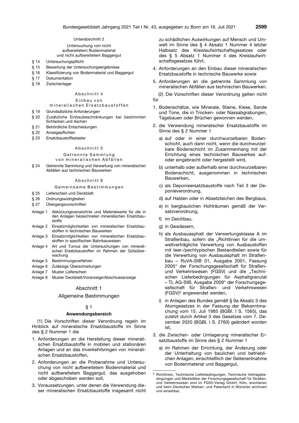 BGBl. 2021, Seite 2599 — Originalseite als Abbildung
