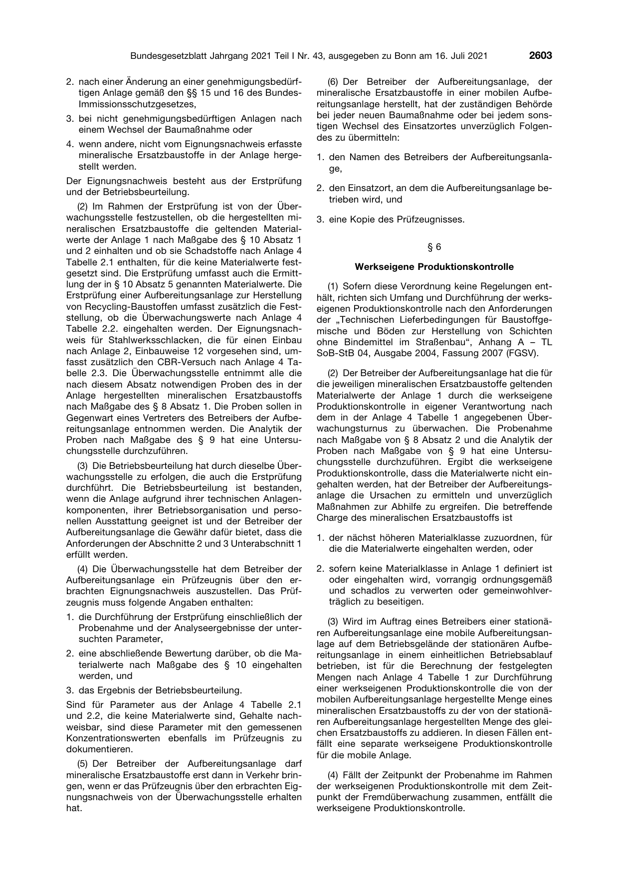 BGBl. 2021, Seite 2603 — Originalseite als Abbildung