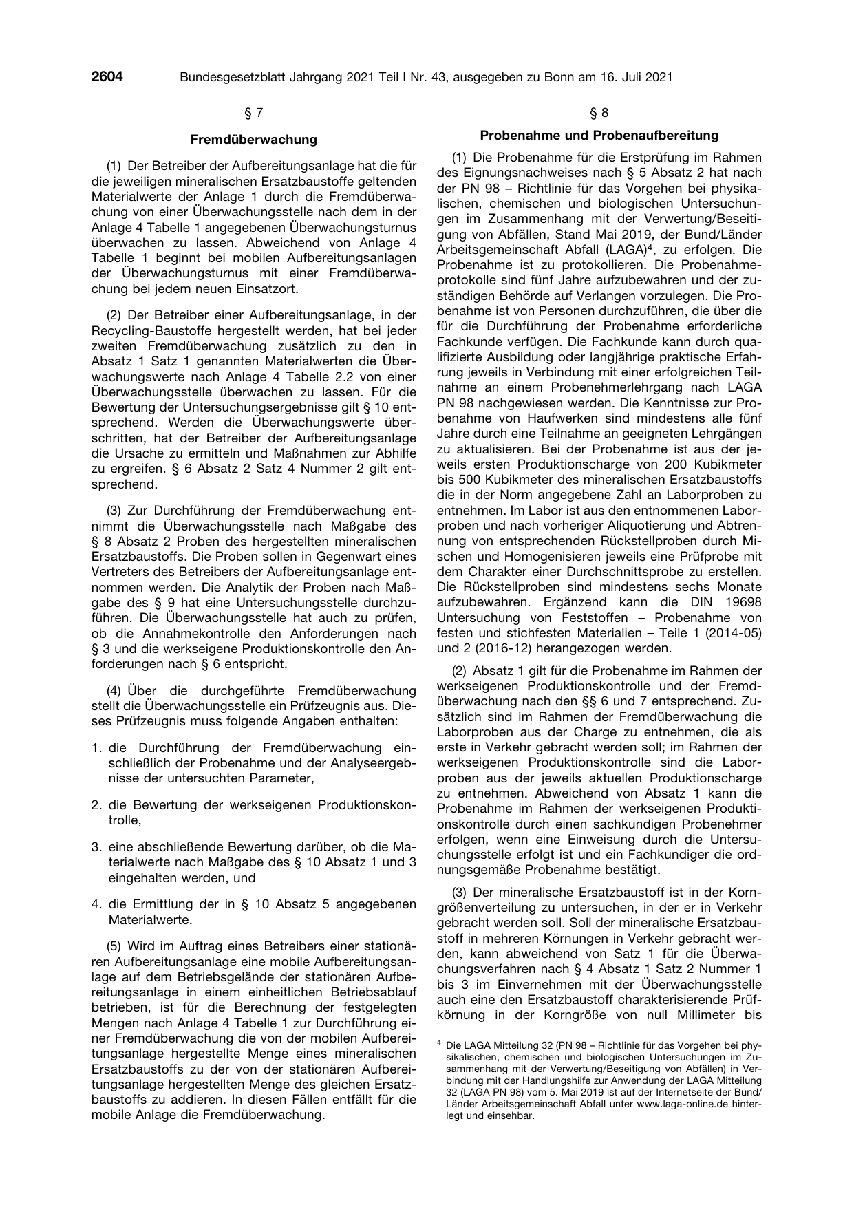BGBl. 2021, Seite 2604 — Originalseite als Abbildung