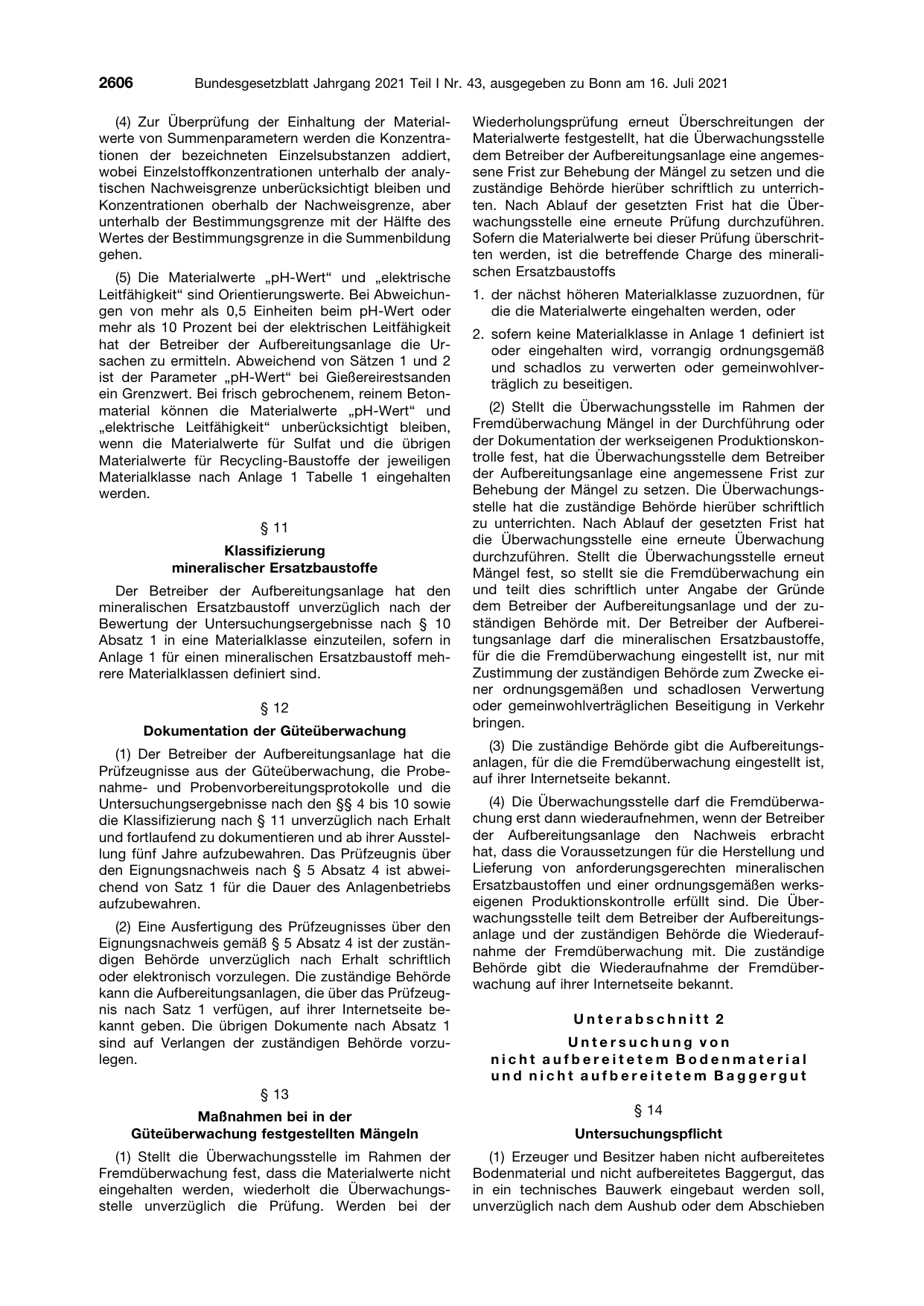 BGBl. 2021, Seite 2606 — Originalseite als Abbildung