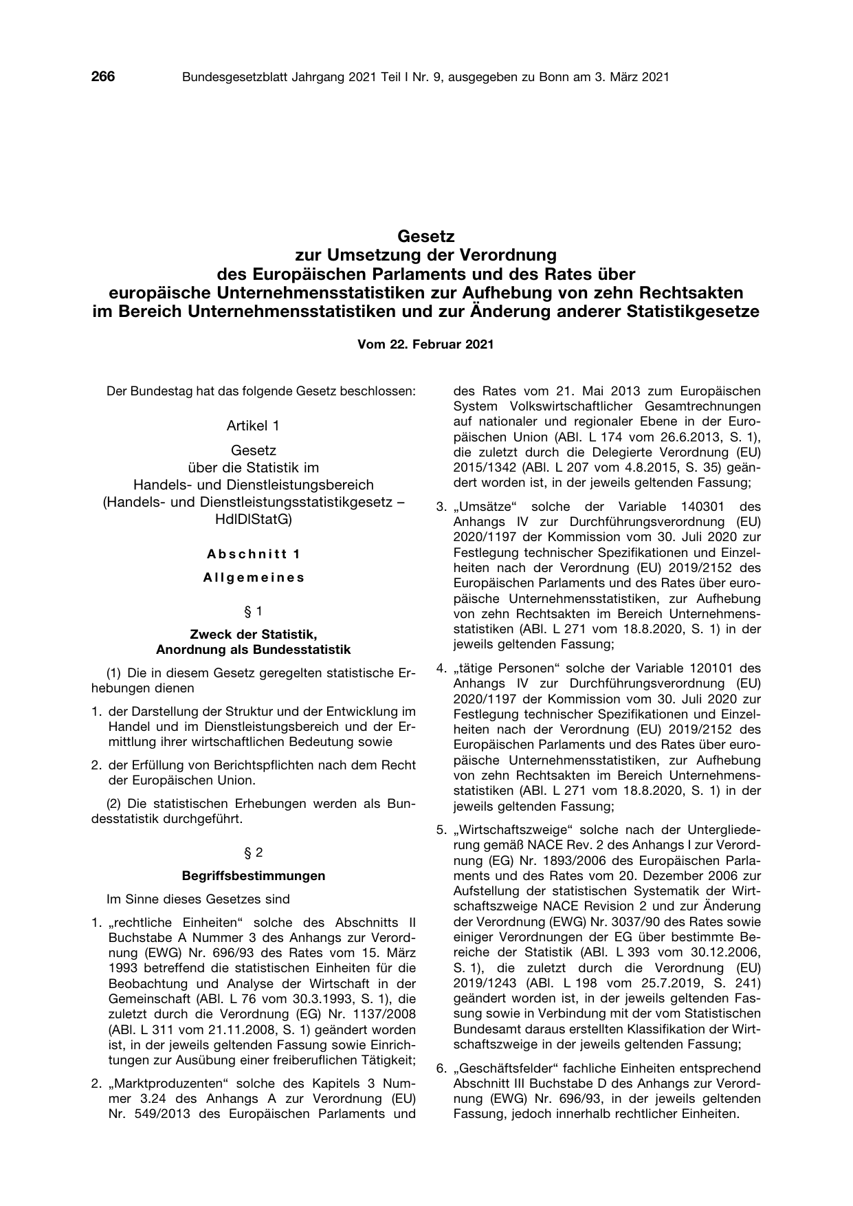 BGBl. 2021, Seite 266 — Originalseite als Abbildung