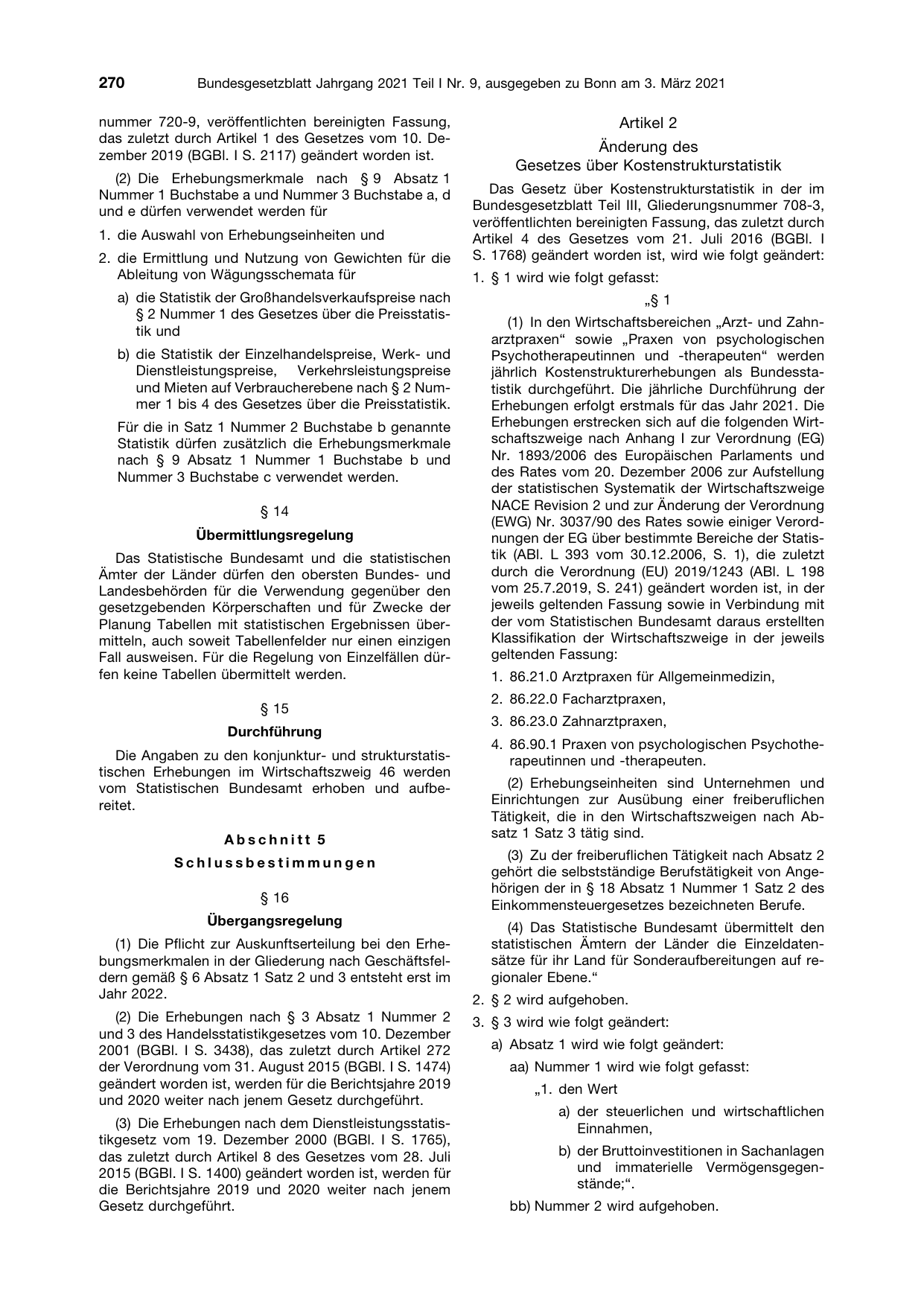 BGBl. 2021, Seite 270 — Originalseite als Abbildung