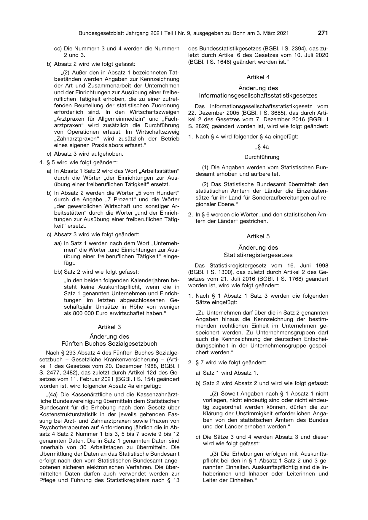 BGBl. 2021, Seite 271 — Originalseite als Abbildung