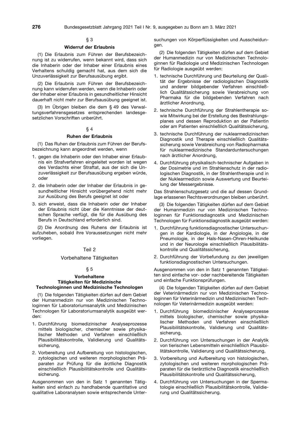 BGBl. 2021, Seite 276 — Originalseite als Abbildung