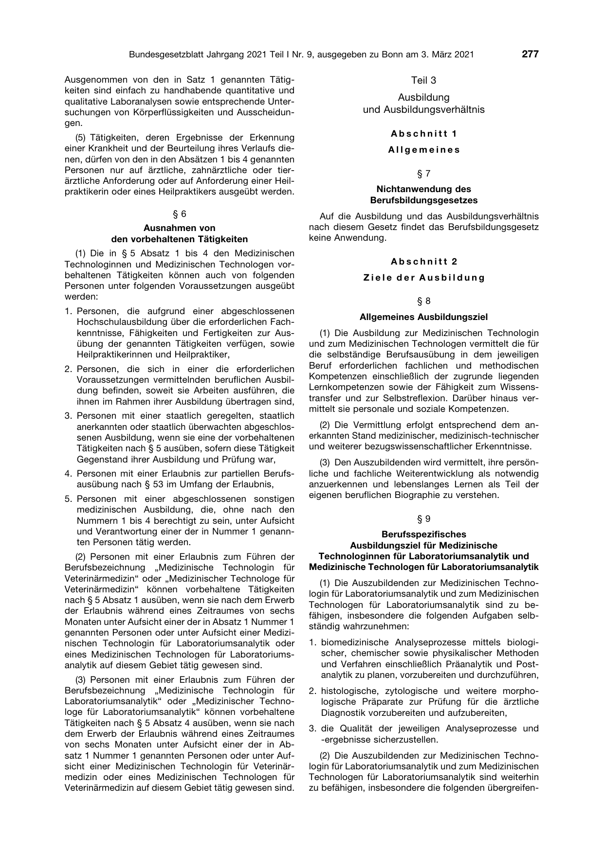 BGBl. 2021, Seite 277 — Originalseite als Abbildung