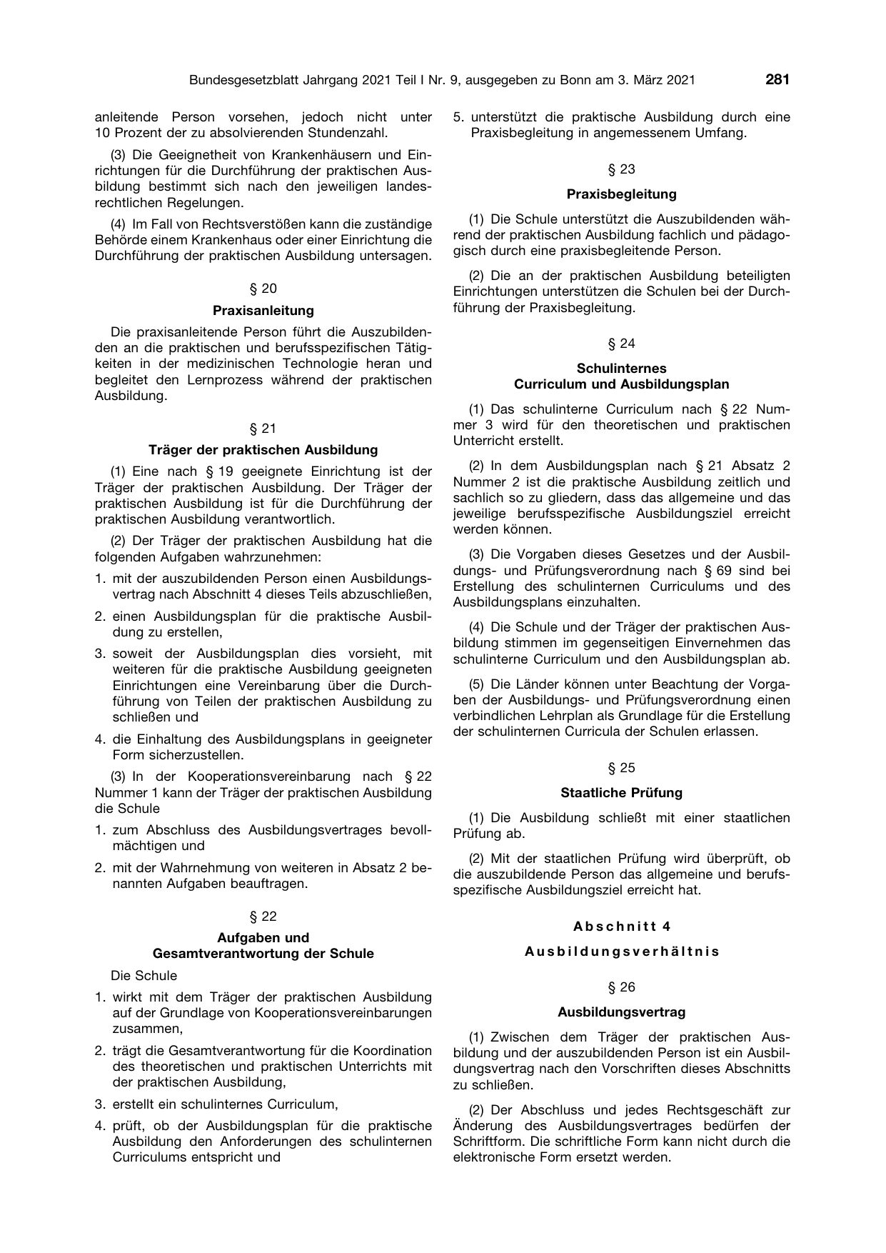 BGBl. 2021, Seite 281 — Originalseite als Abbildung