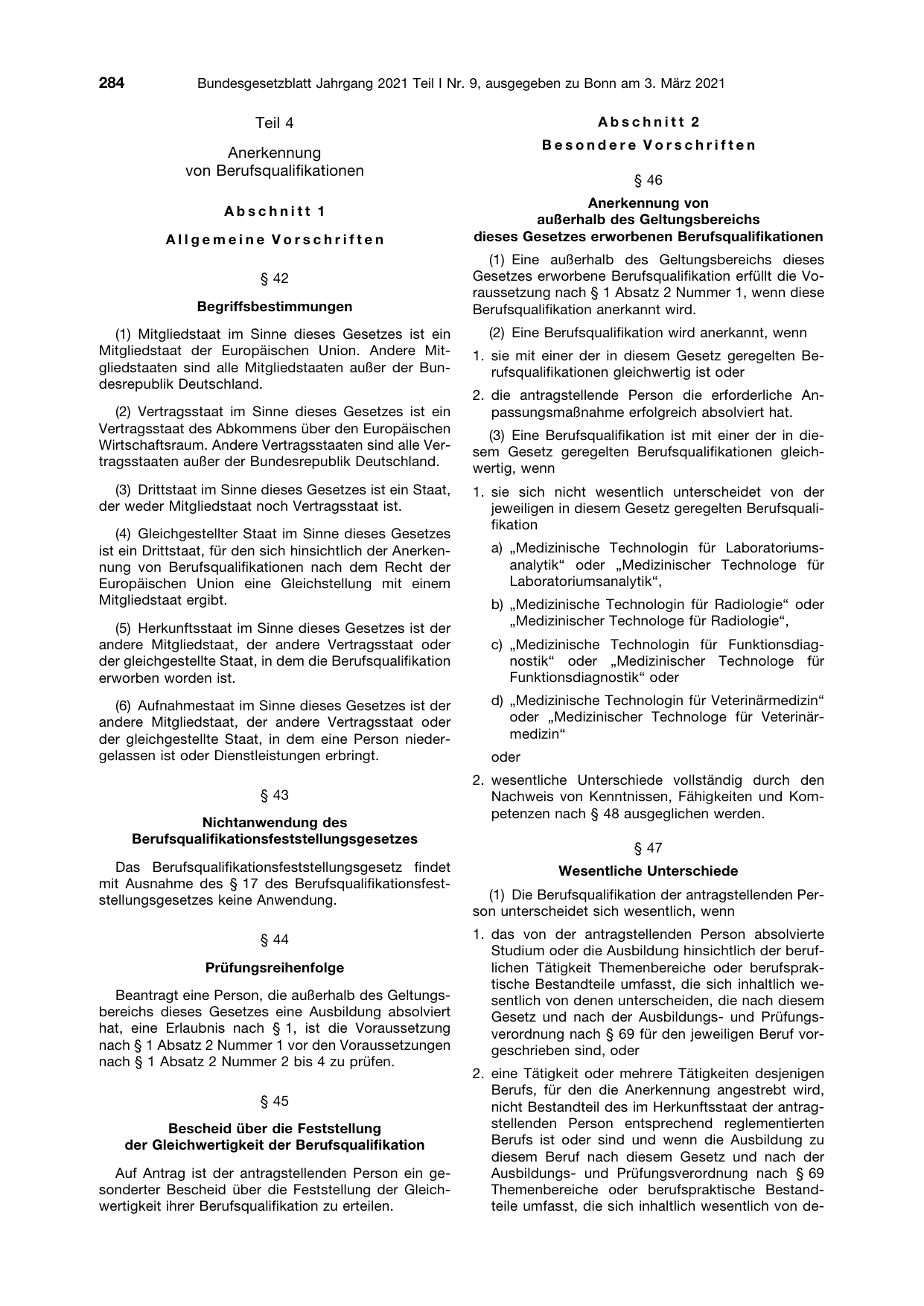 BGBl. 2021, Seite 284 — Originalseite als Abbildung