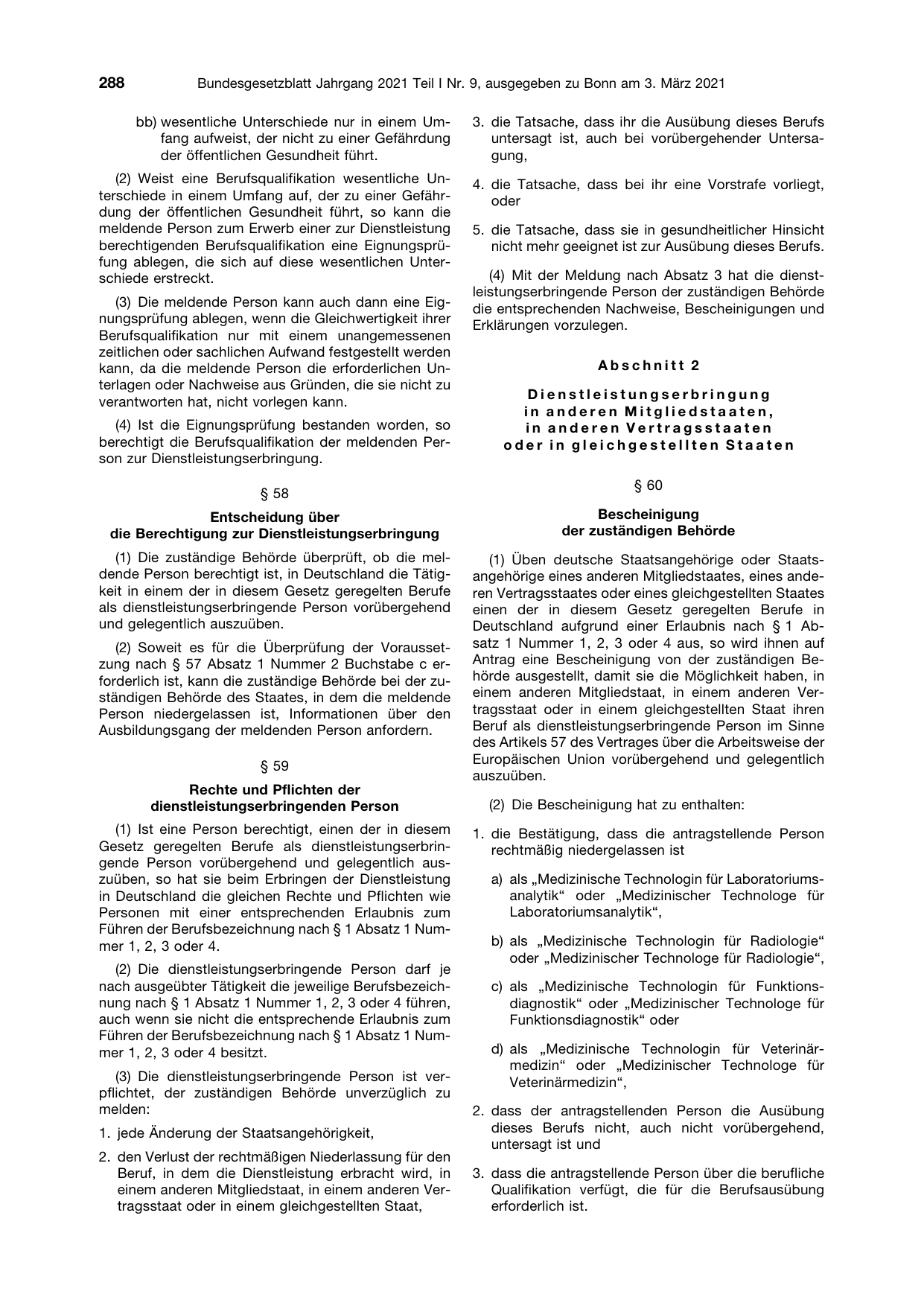 BGBl. 2021, Seite 288 — Originalseite als Abbildung