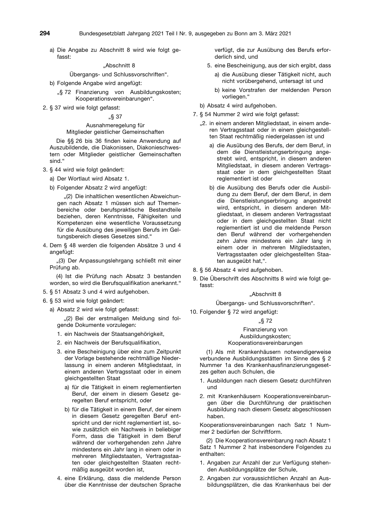 BGBl. 2021, Seite 294 — Originalseite als Abbildung