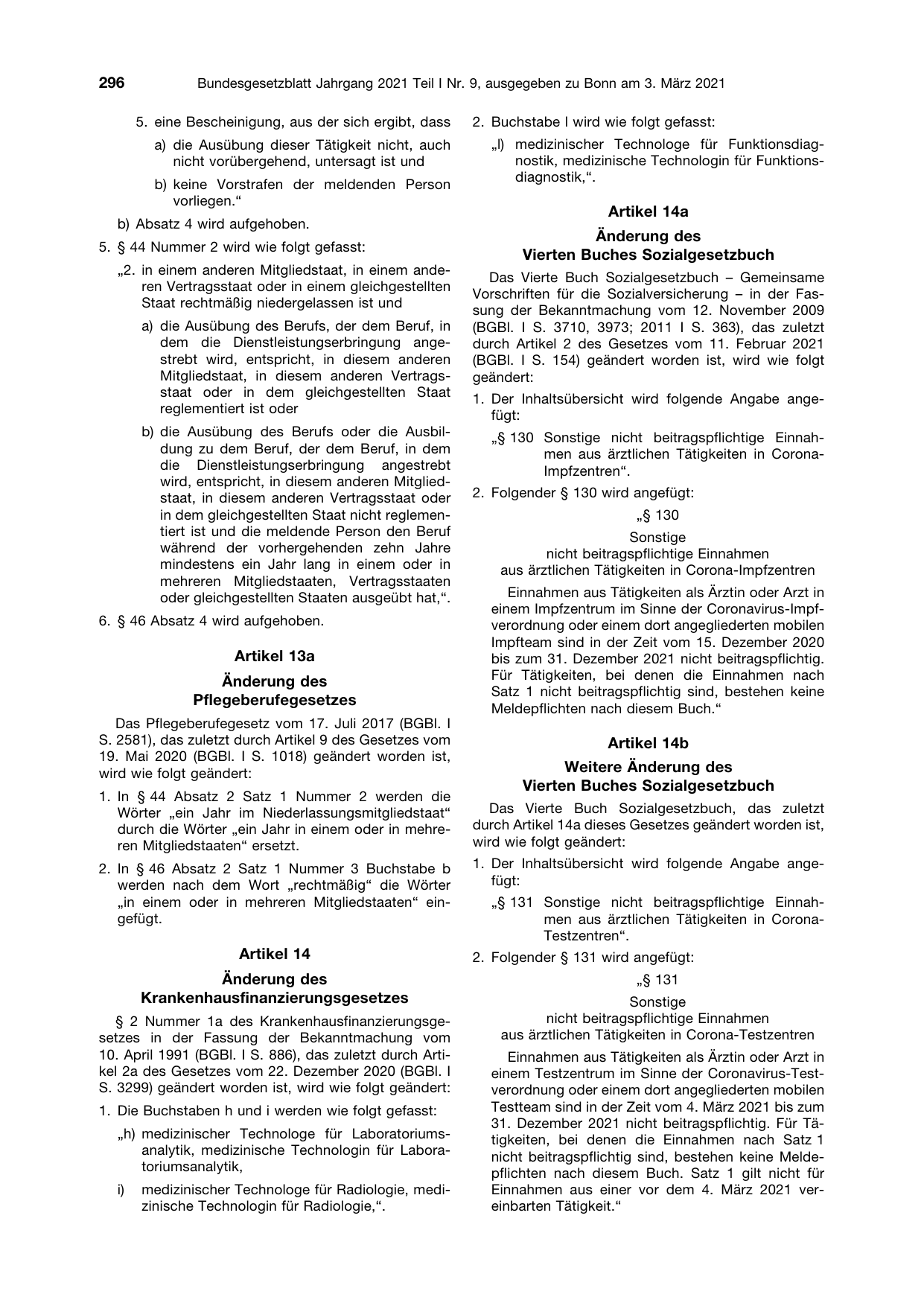 BGBl. 2021, Seite 296 — Originalseite als Abbildung