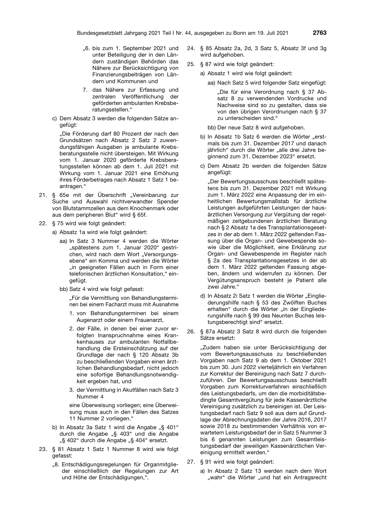 BGBl. 2021, Seite 2763 — Originalseite als Abbildung