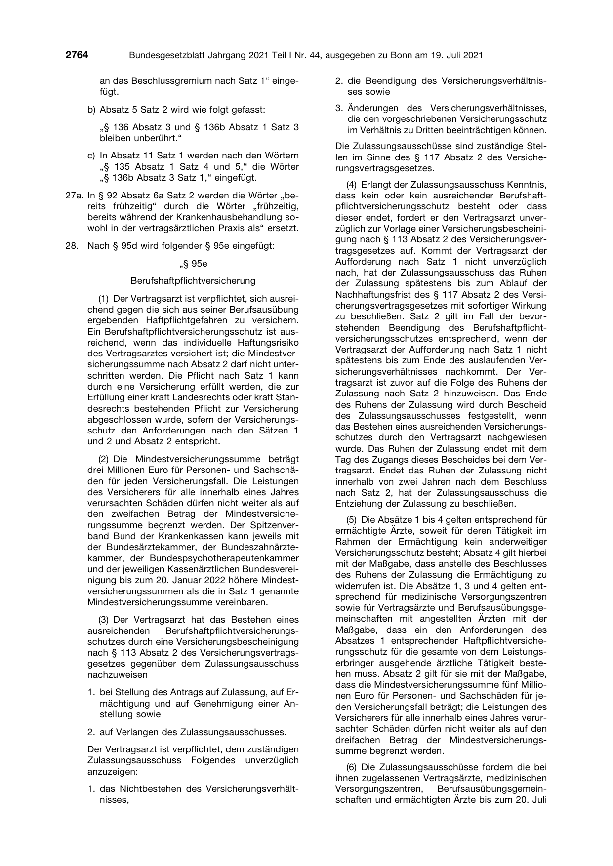 BGBl. 2021, Seite 2764 — Originalseite als Abbildung