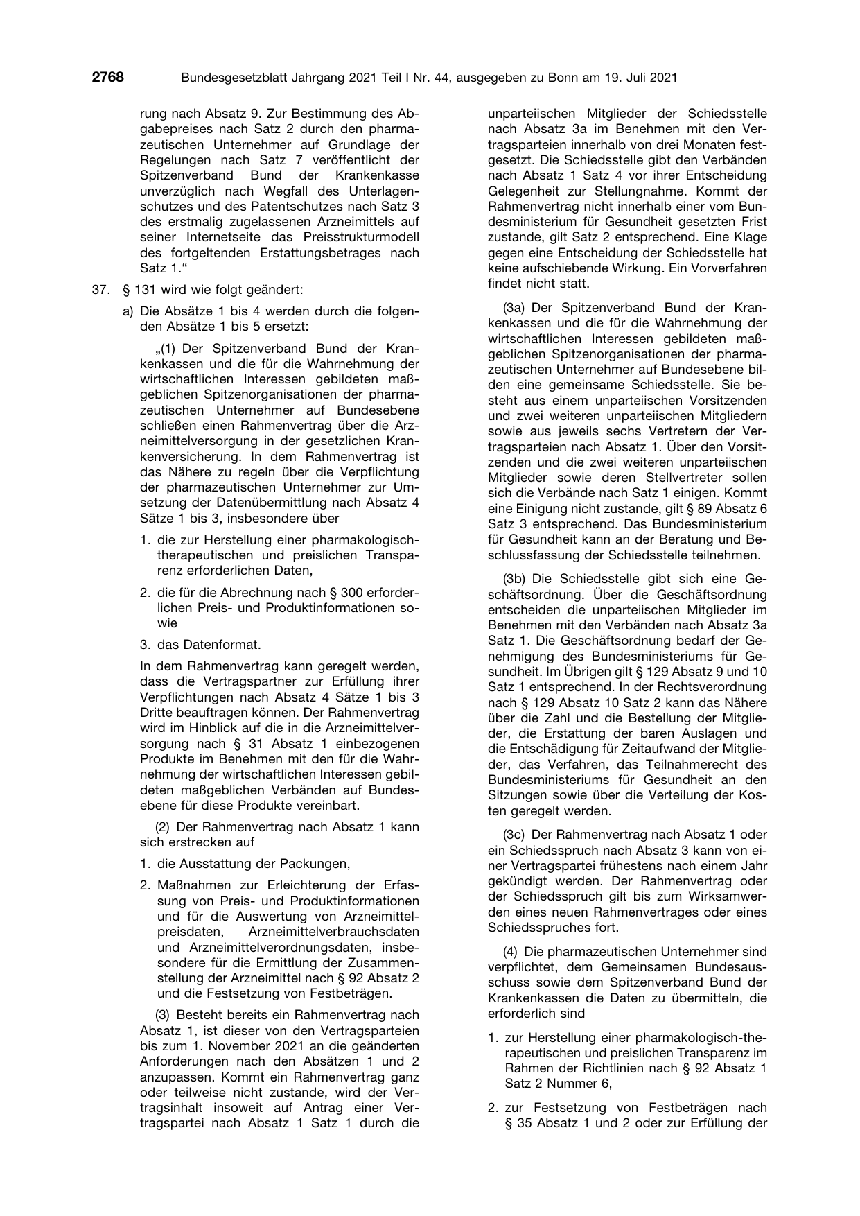BGBl. 2021, Seite 2768 — Originalseite als Abbildung