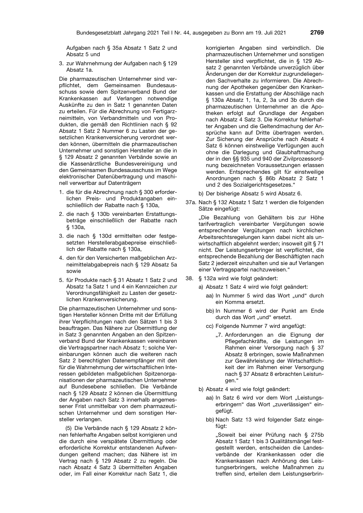 BGBl. 2021, Seite 2769 — Originalseite als Abbildung