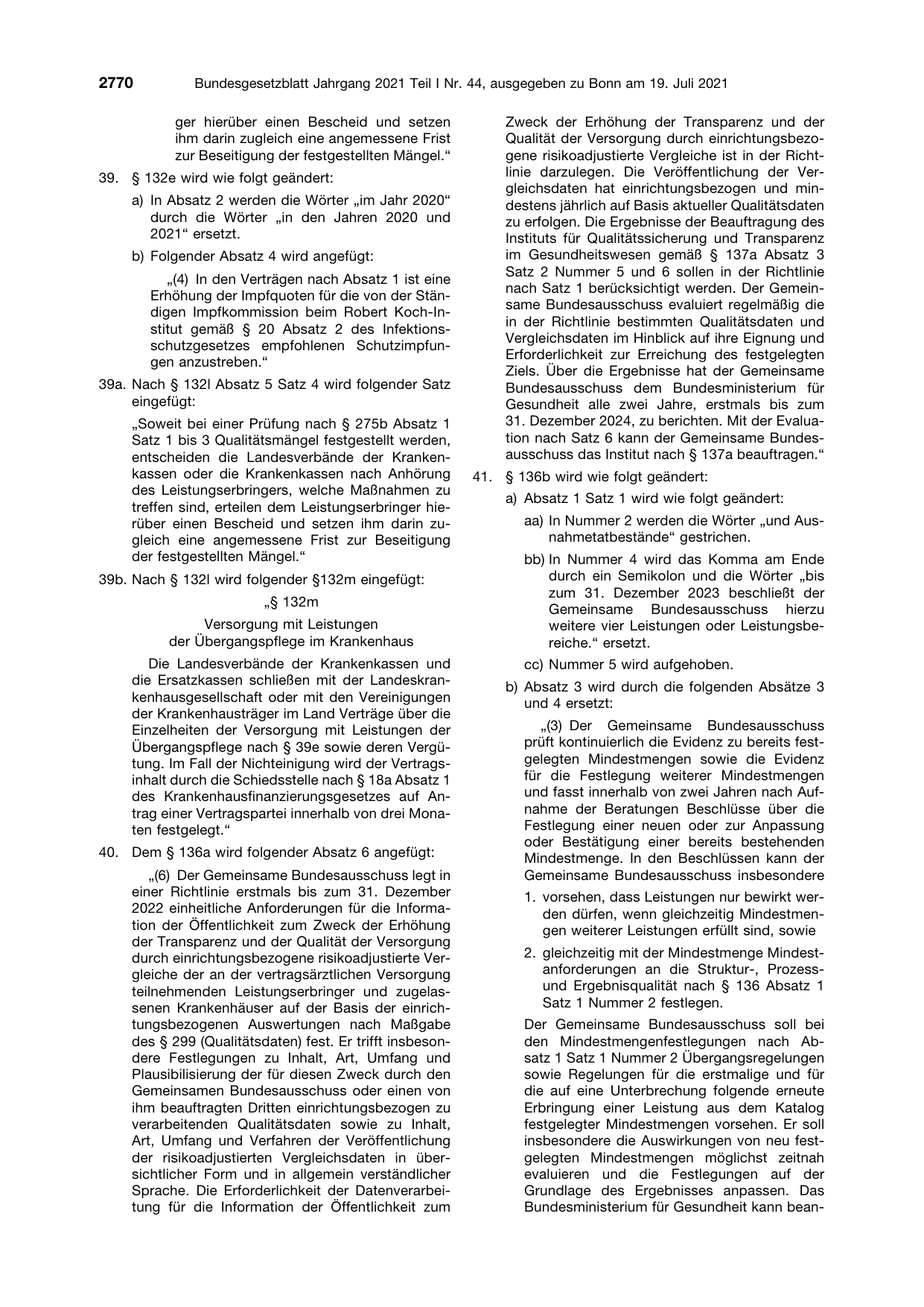 BGBl. 2021, Seite 2770 — Originalseite als Abbildung