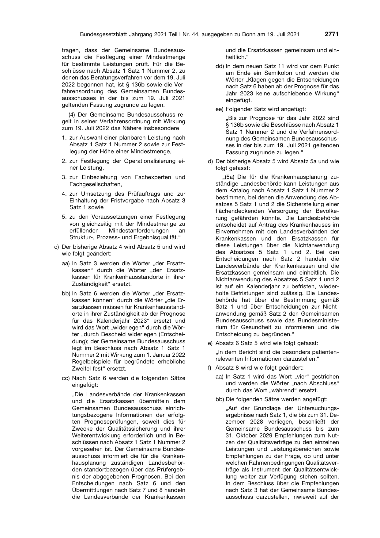 BGBl. 2021, Seite 2771 — Originalseite als Abbildung