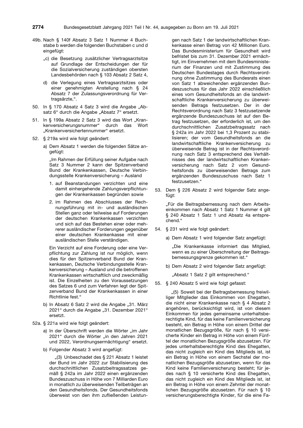 BGBl. 2021, Seite 2774 — Originalseite als Abbildung
