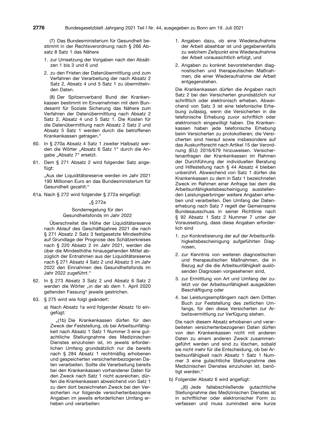 BGBl. 2021, Seite 2776 — Originalseite als Abbildung