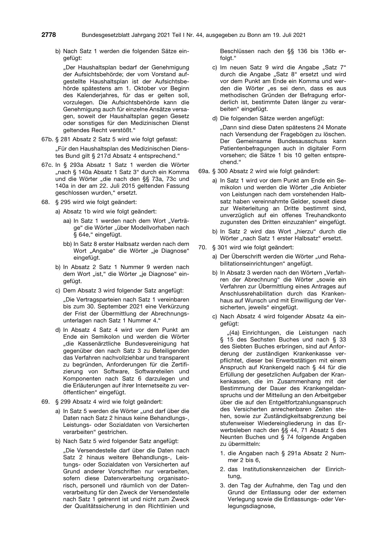 BGBl. 2021, Seite 2778 — Originalseite als Abbildung
