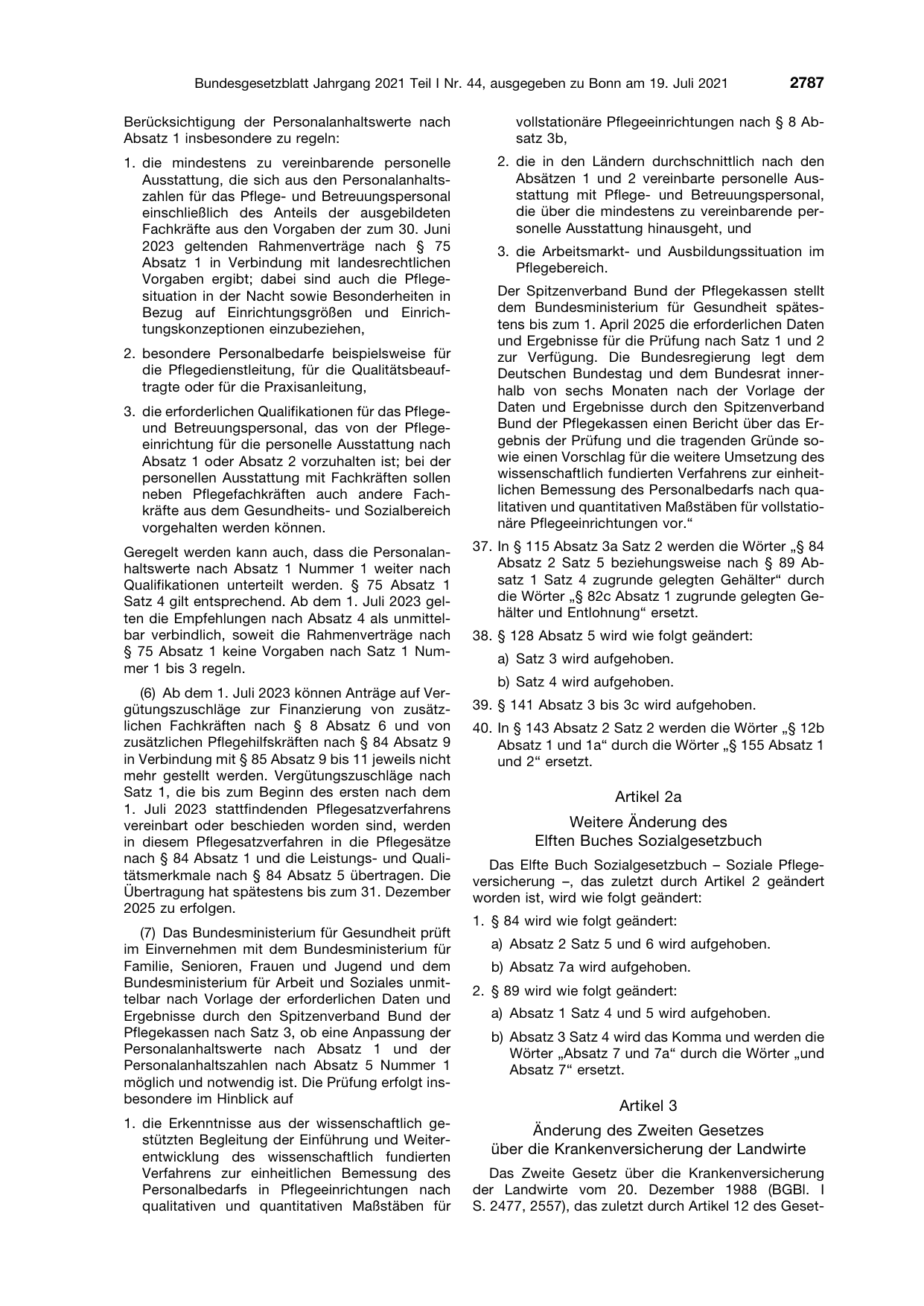 BGBl. 2021, Seite 2787 — Originalseite als Abbildung