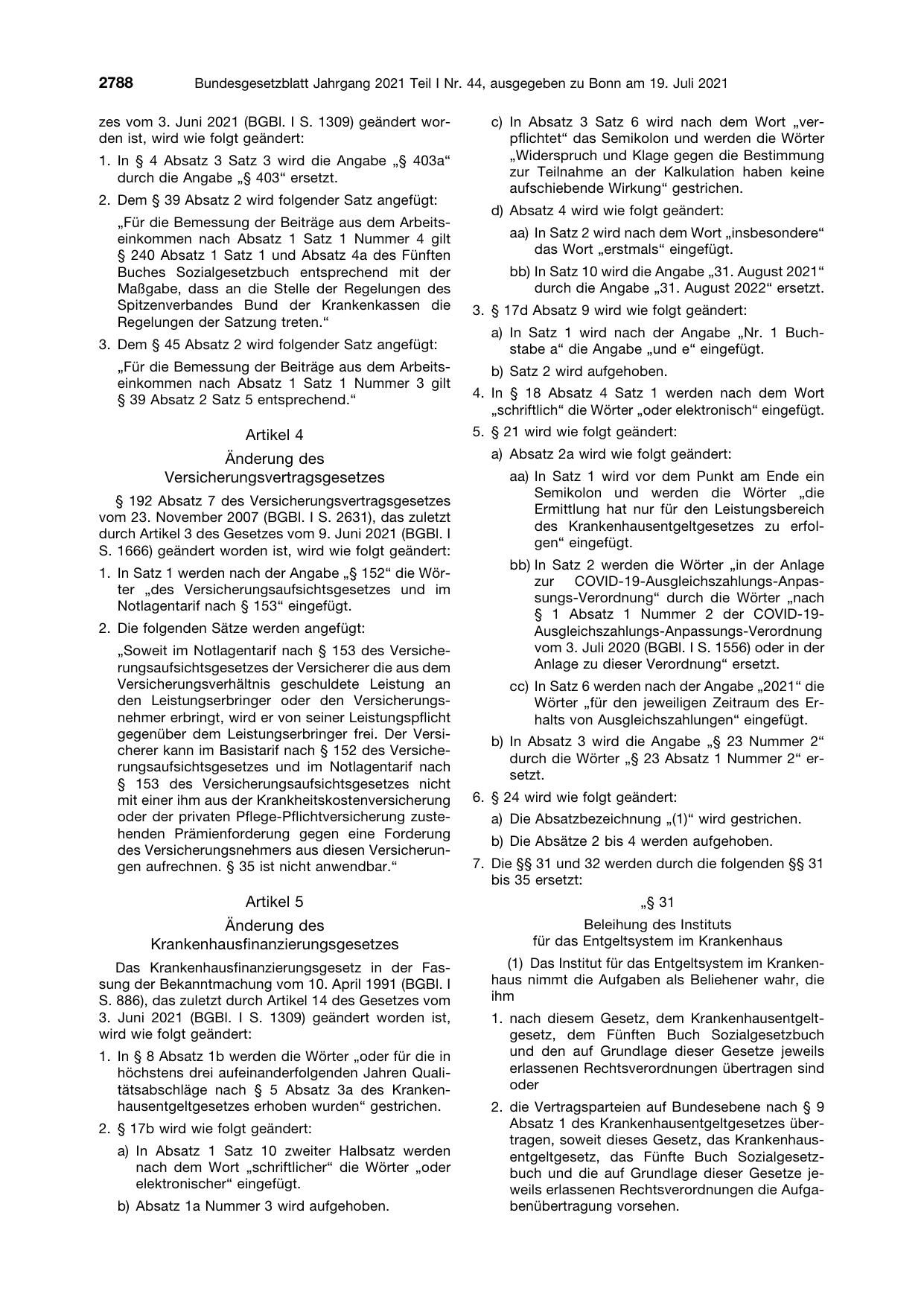 BGBl. 2021, Seite 2788 — Originalseite als Abbildung