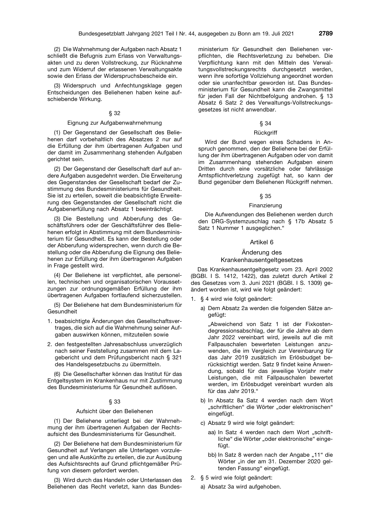 BGBl. 2021, Seite 2789 — Originalseite als Abbildung