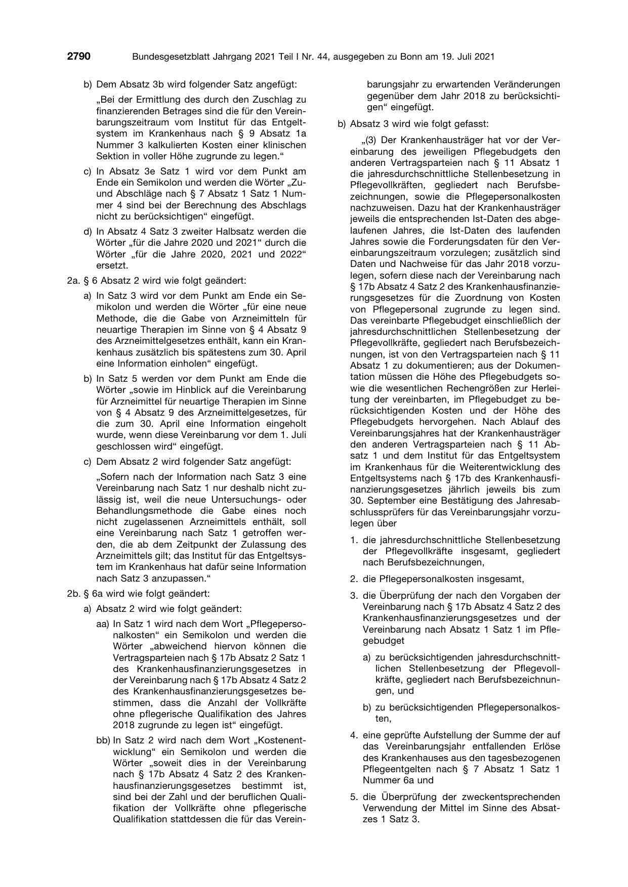 BGBl. 2021, Seite 2790 — Originalseite als Abbildung