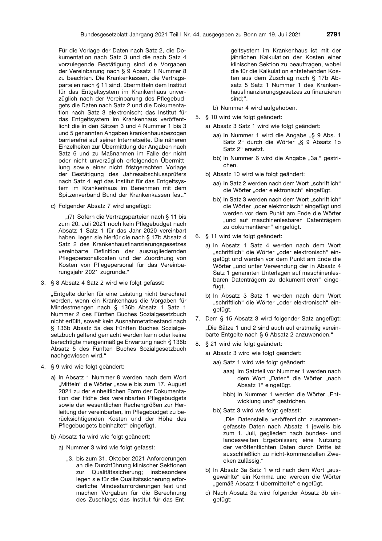 BGBl. 2021, Seite 2791 — Originalseite als Abbildung