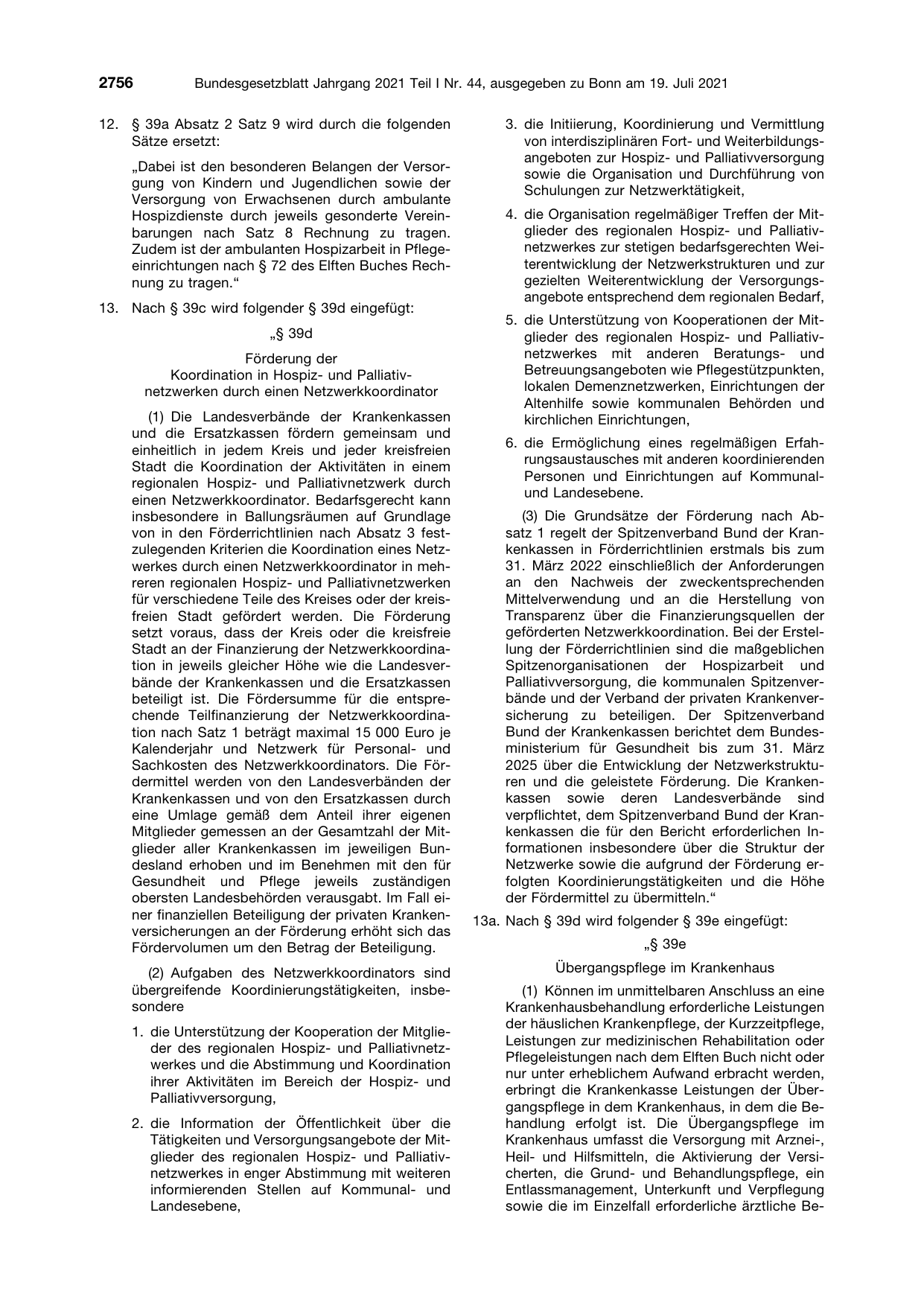 BGBl. 2021, Seite 2756 — Originalseite als Abbildung