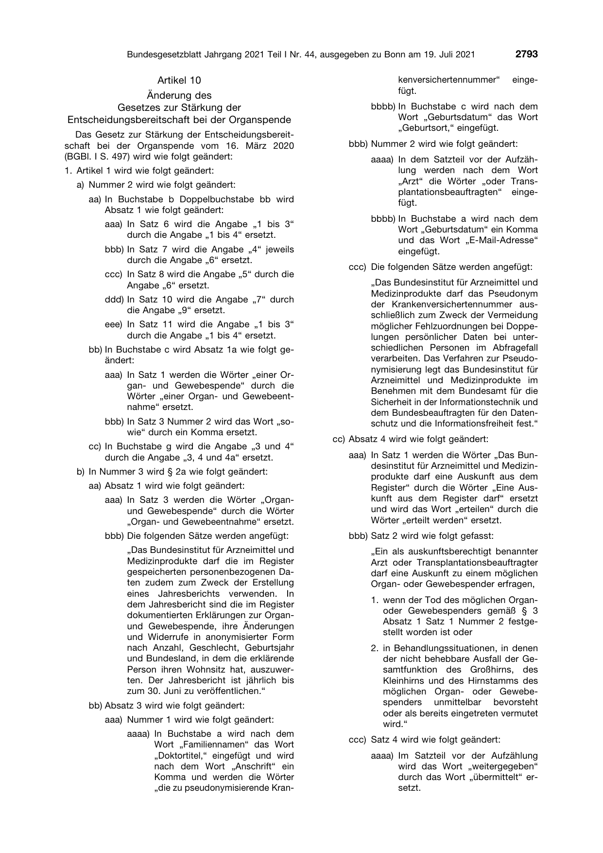 BGBl. 2021, Seite 2793 — Originalseite als Abbildung