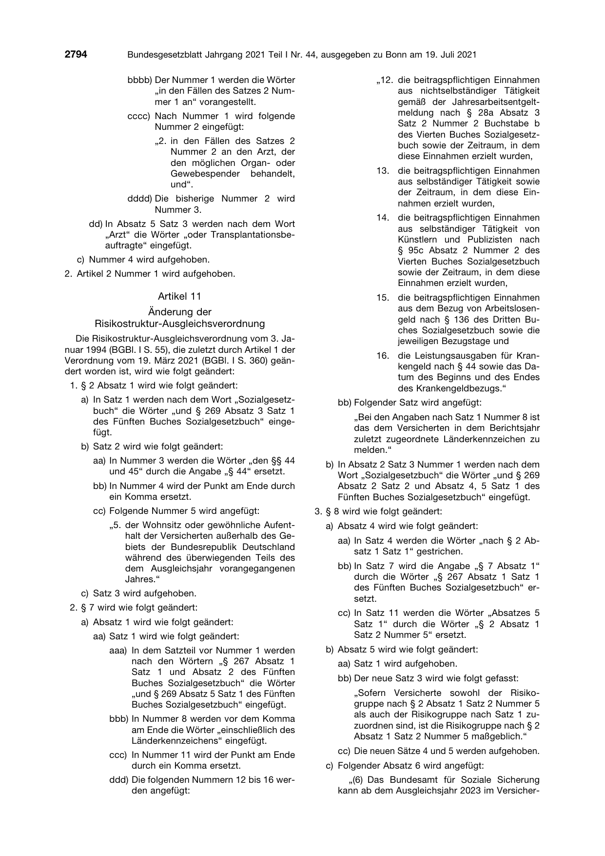BGBl. 2021, Seite 2794 — Originalseite als Abbildung