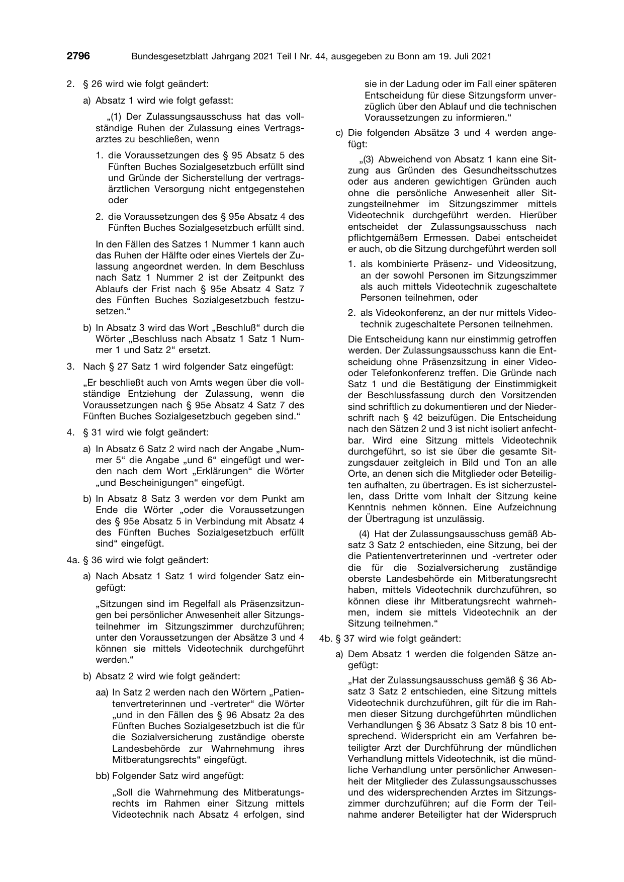 BGBl. 2021, Seite 2796 — Originalseite als Abbildung