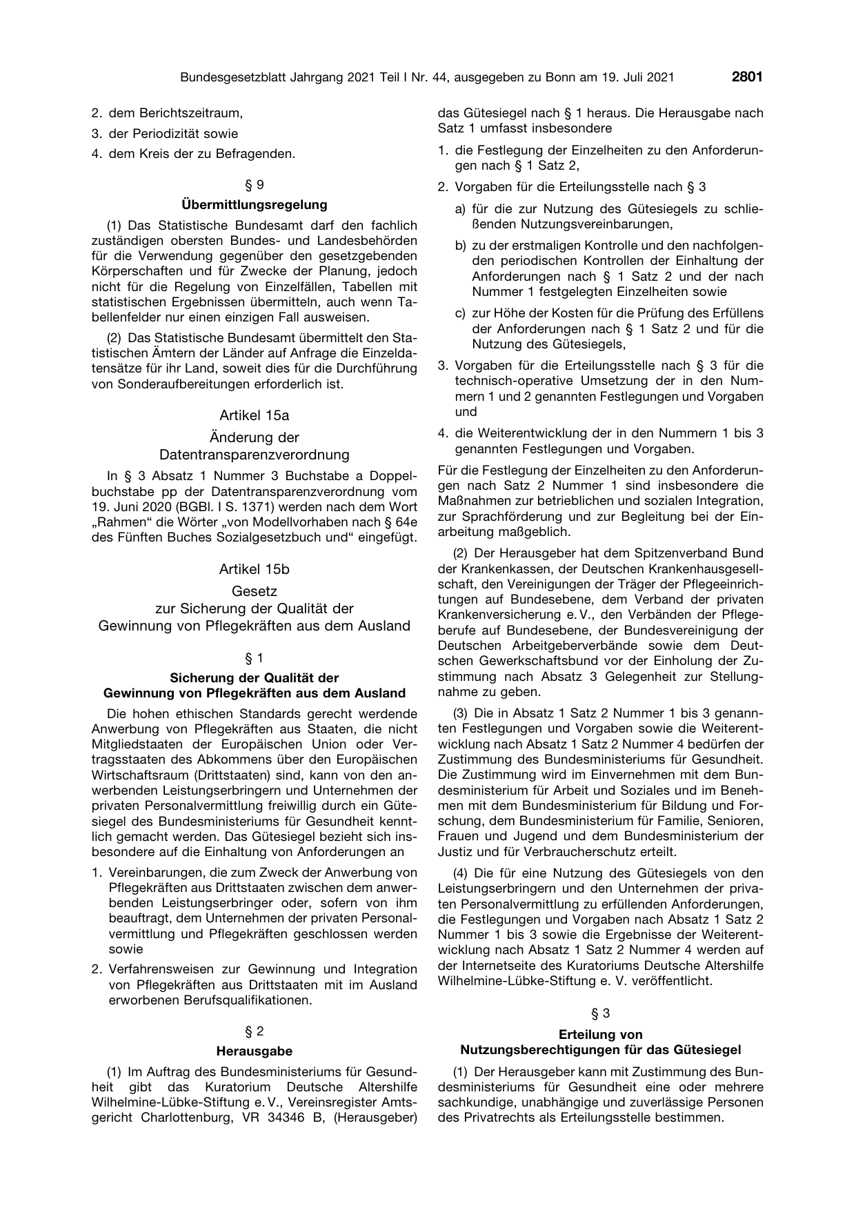 BGBl. 2021, Seite 2801 — Originalseite als Abbildung
