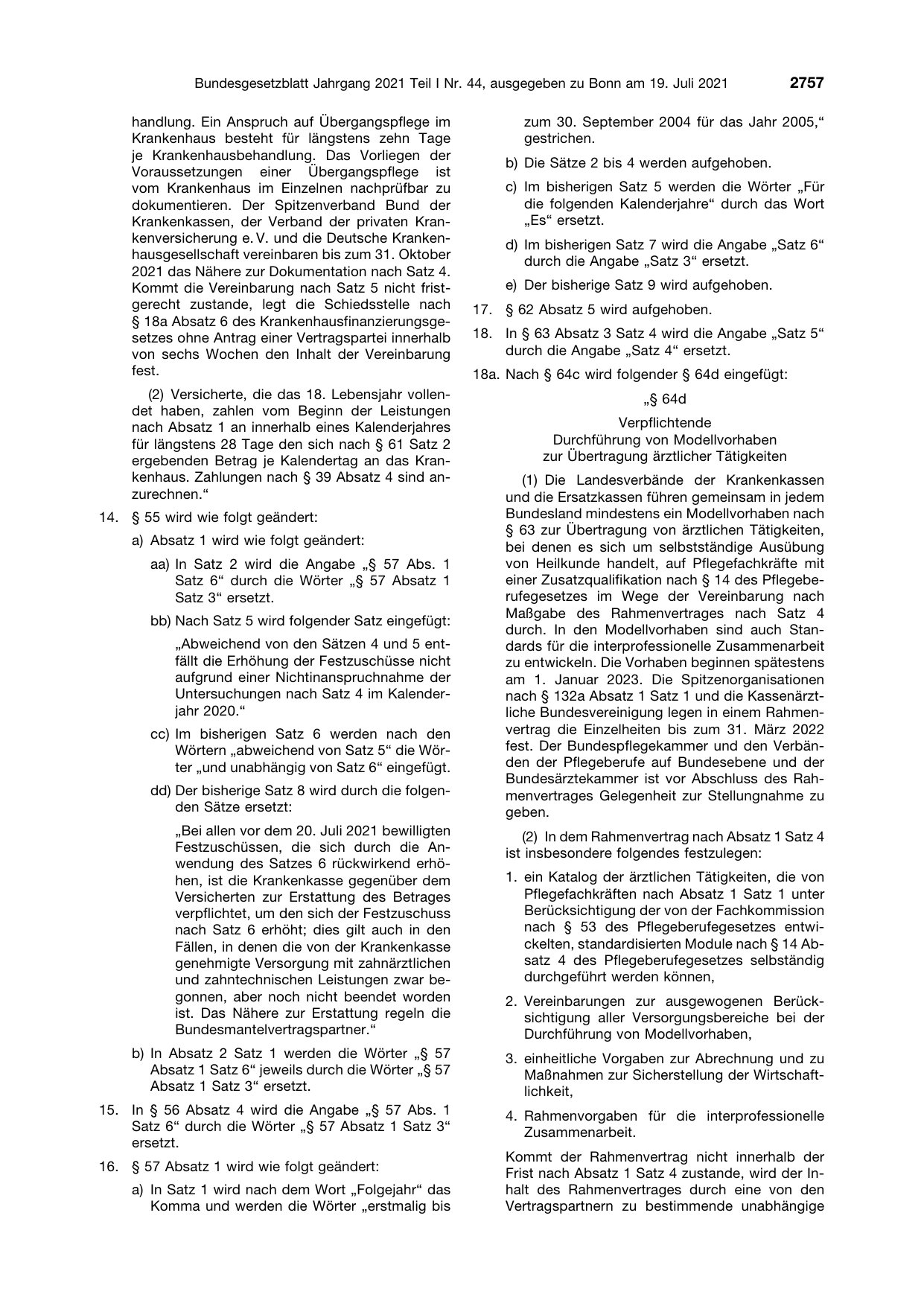 BGBl. 2021, Seite 2757 — Originalseite als Abbildung