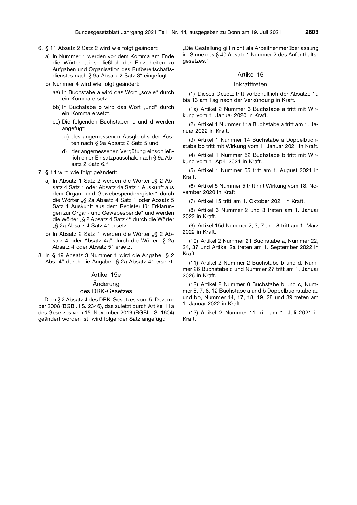 BGBl. 2021, Seite 2803 — Originalseite als Abbildung